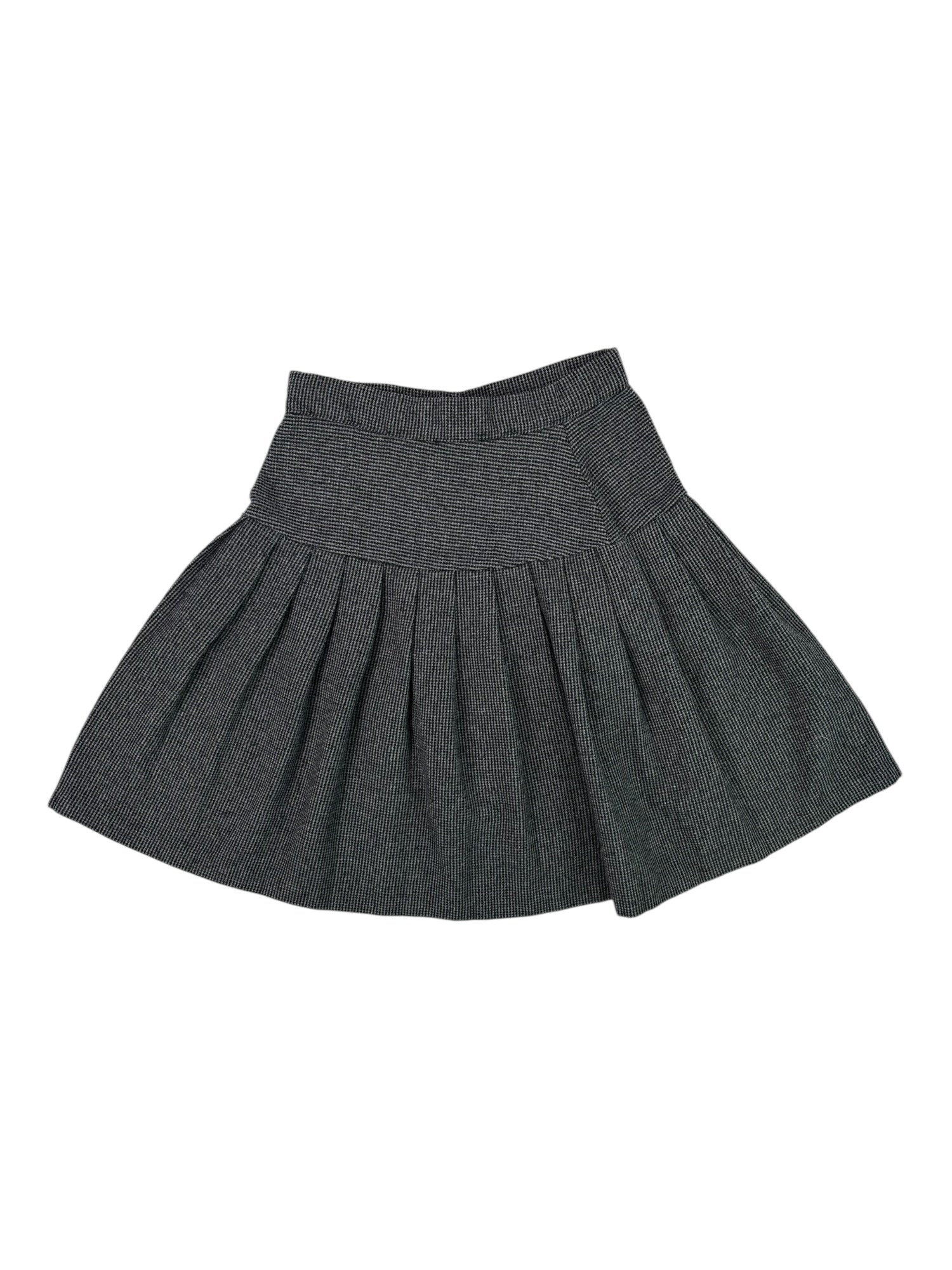(XS) Black and Grey Tweed Mini Pleated Skirt