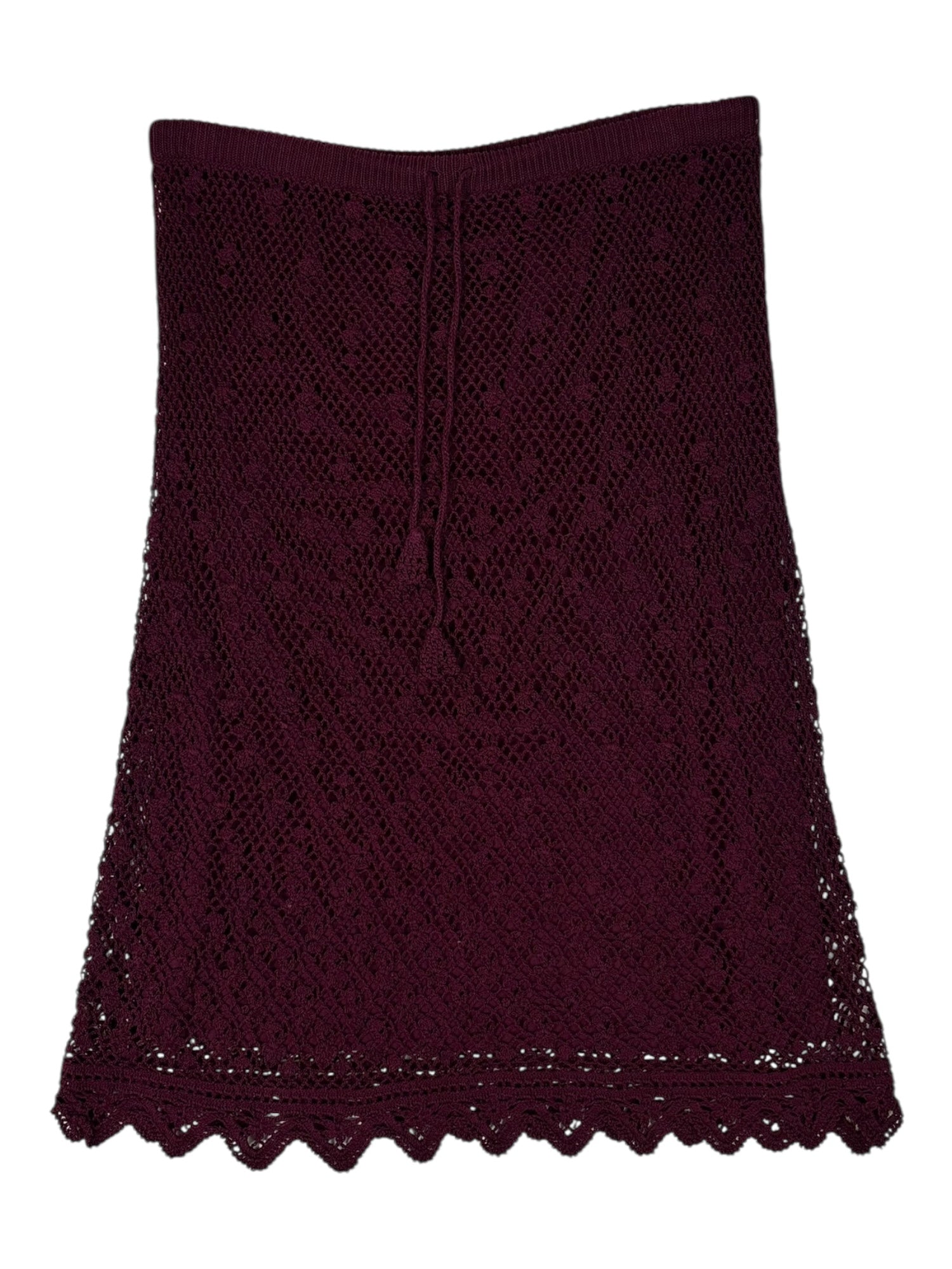 (M) Burgundy Crochet Midi Skirt