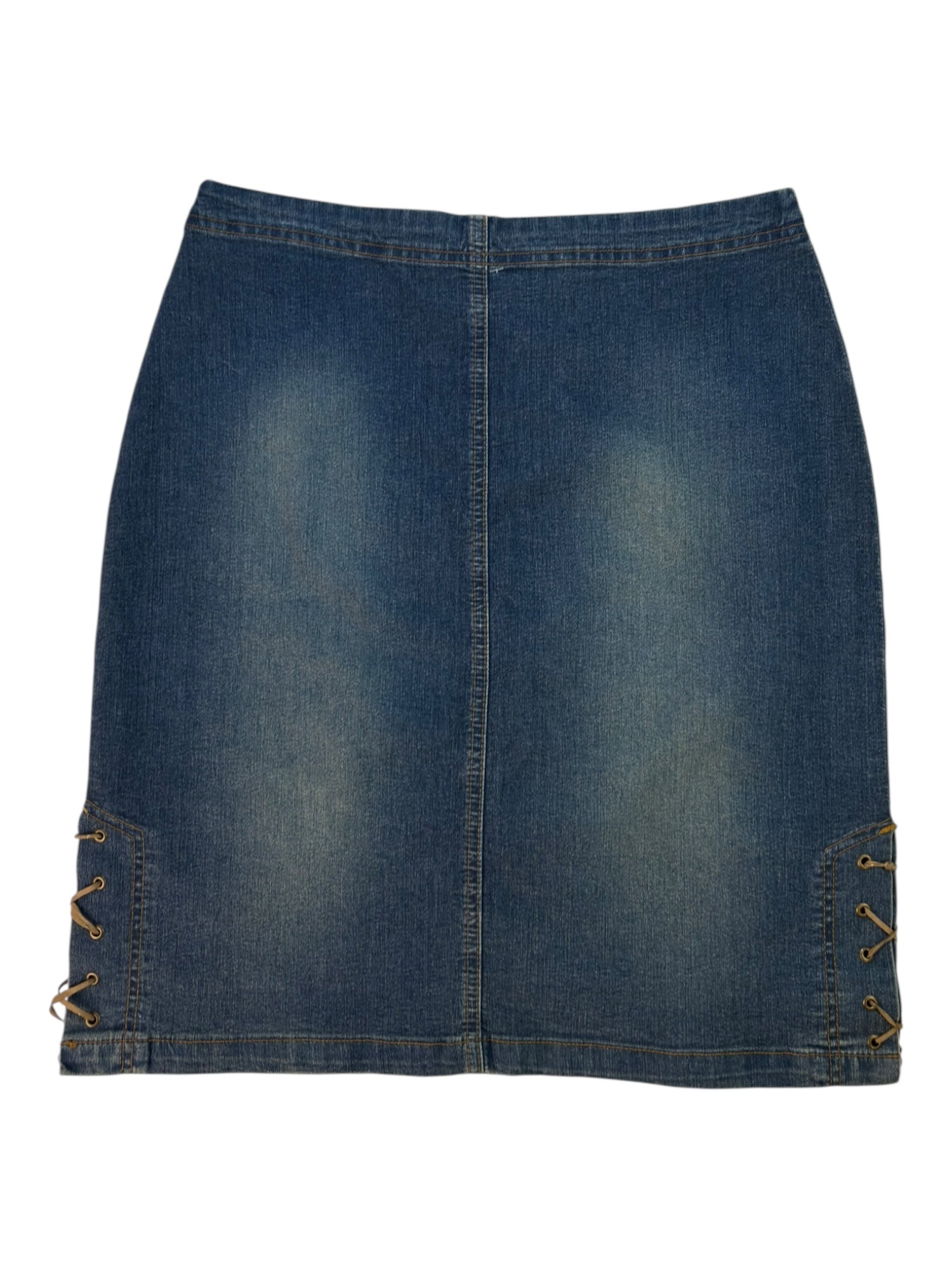(31) Denim Lace-up Detailing Midi Skirt