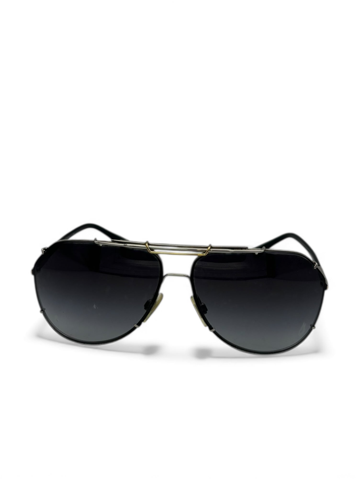 (O/S) Black and Gold Dolce and Gabbana Aviator Sunglasses