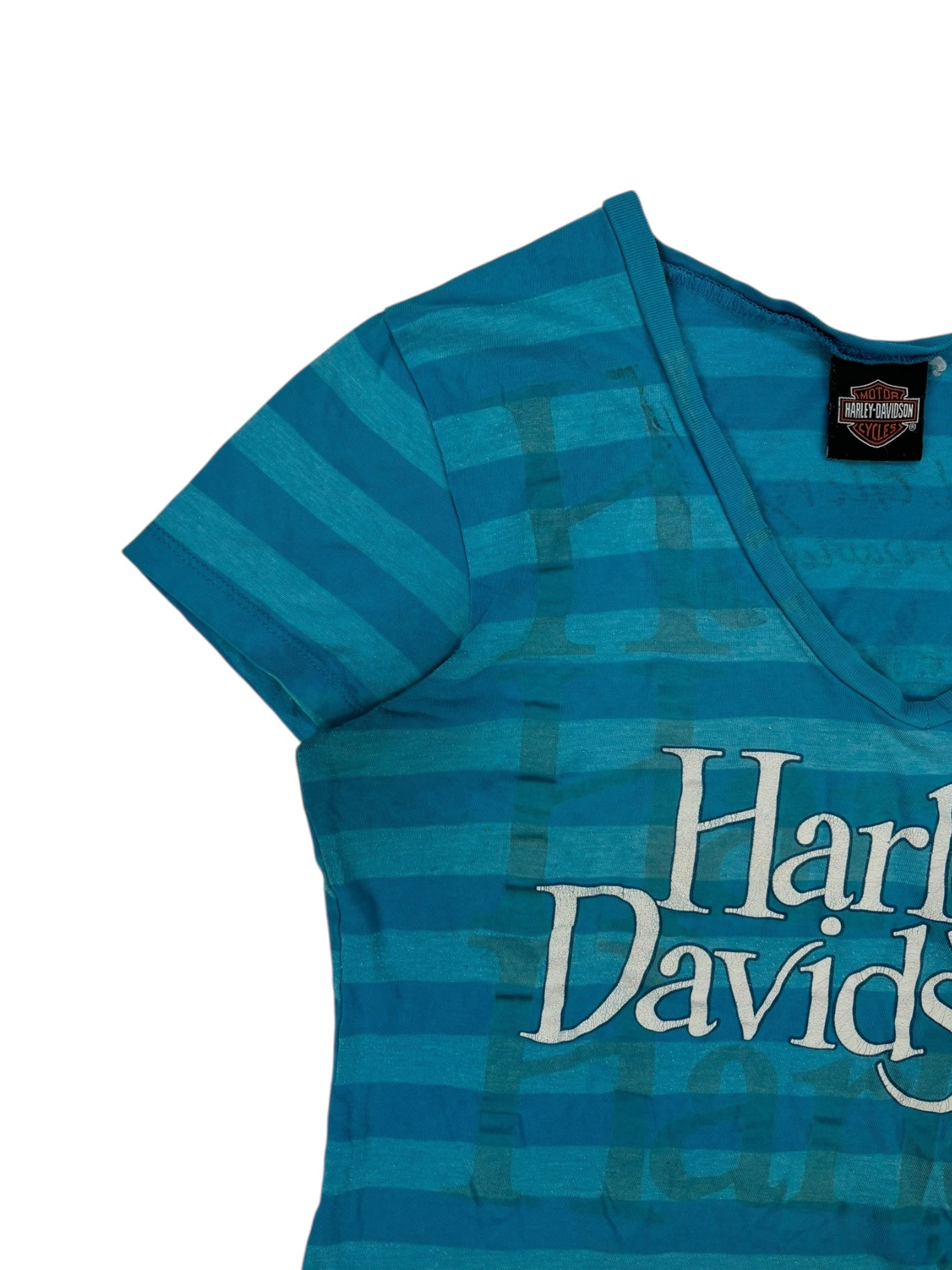 (M) Blue Stripped Harley Davidson Tee