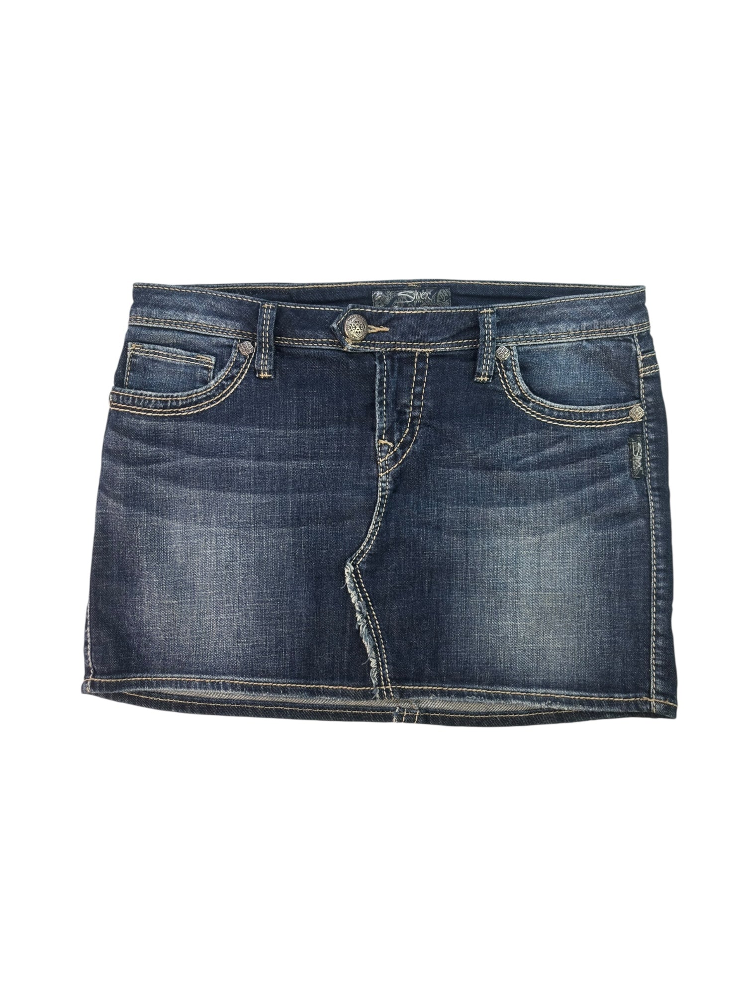 (30) Silver Denim Mini Skirt