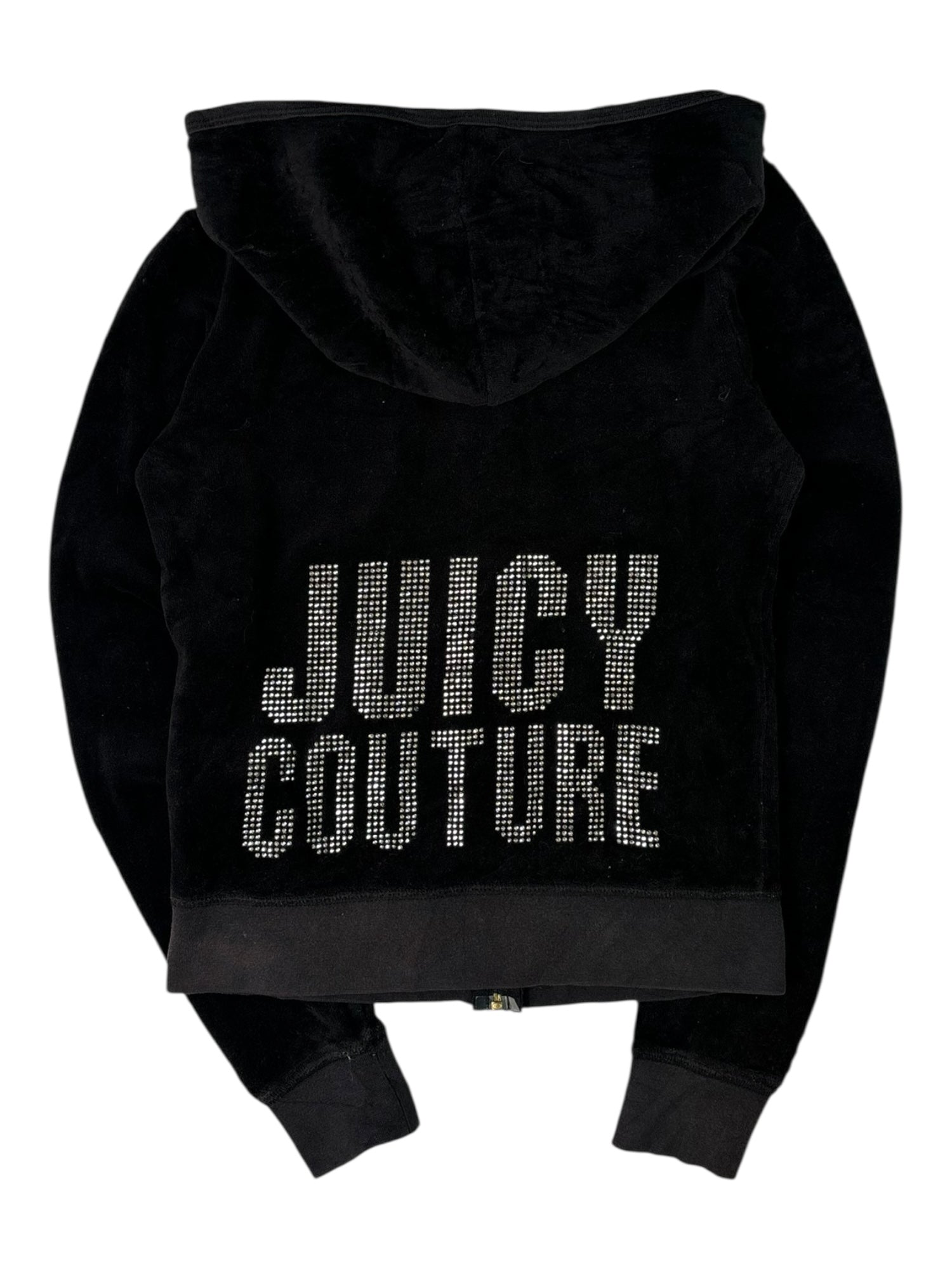 (XS) Black Embellished Juicy Couture Zip-up Hoodie