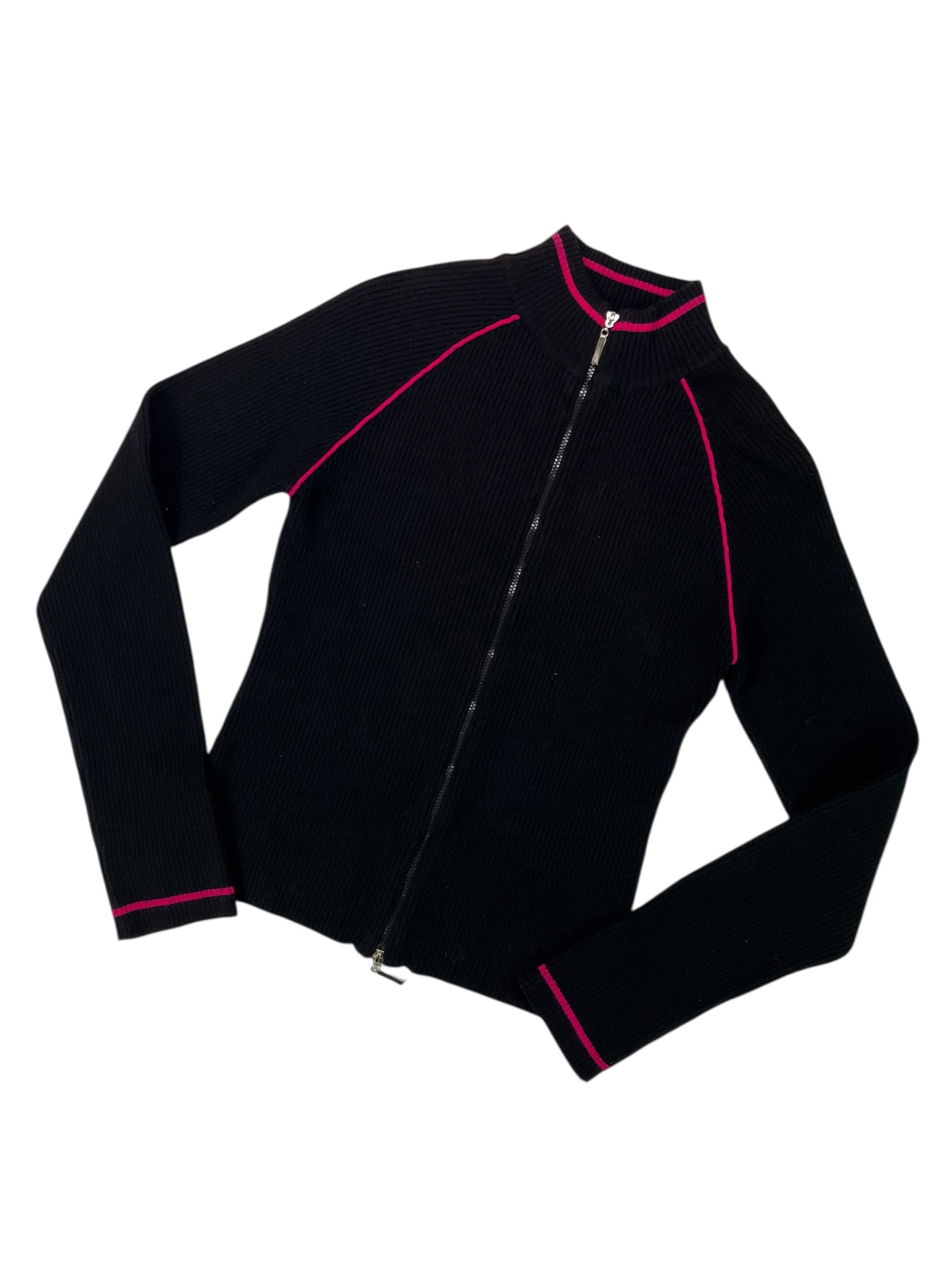 (S) Smart Girl Zip Up Black Sweater