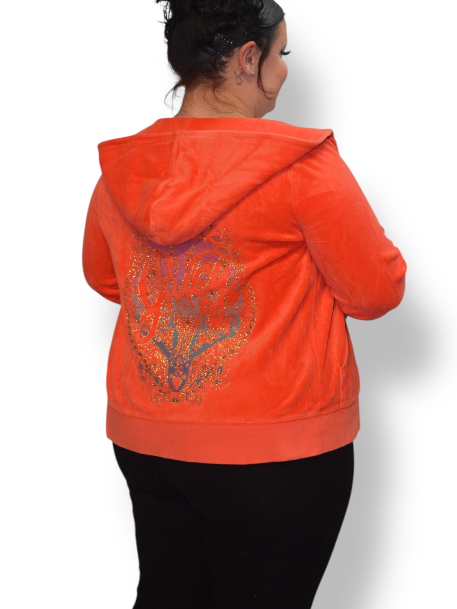 (L) Coral Juicy Couture Velour Zip-up