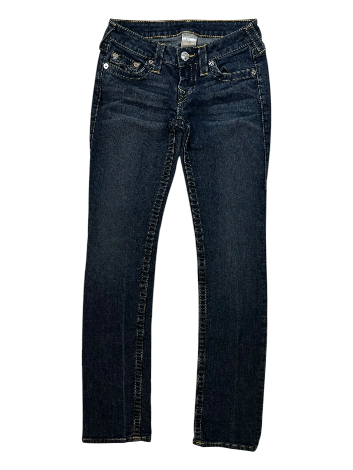 (27) True Religion Dark Wash Straight Leg Jeans