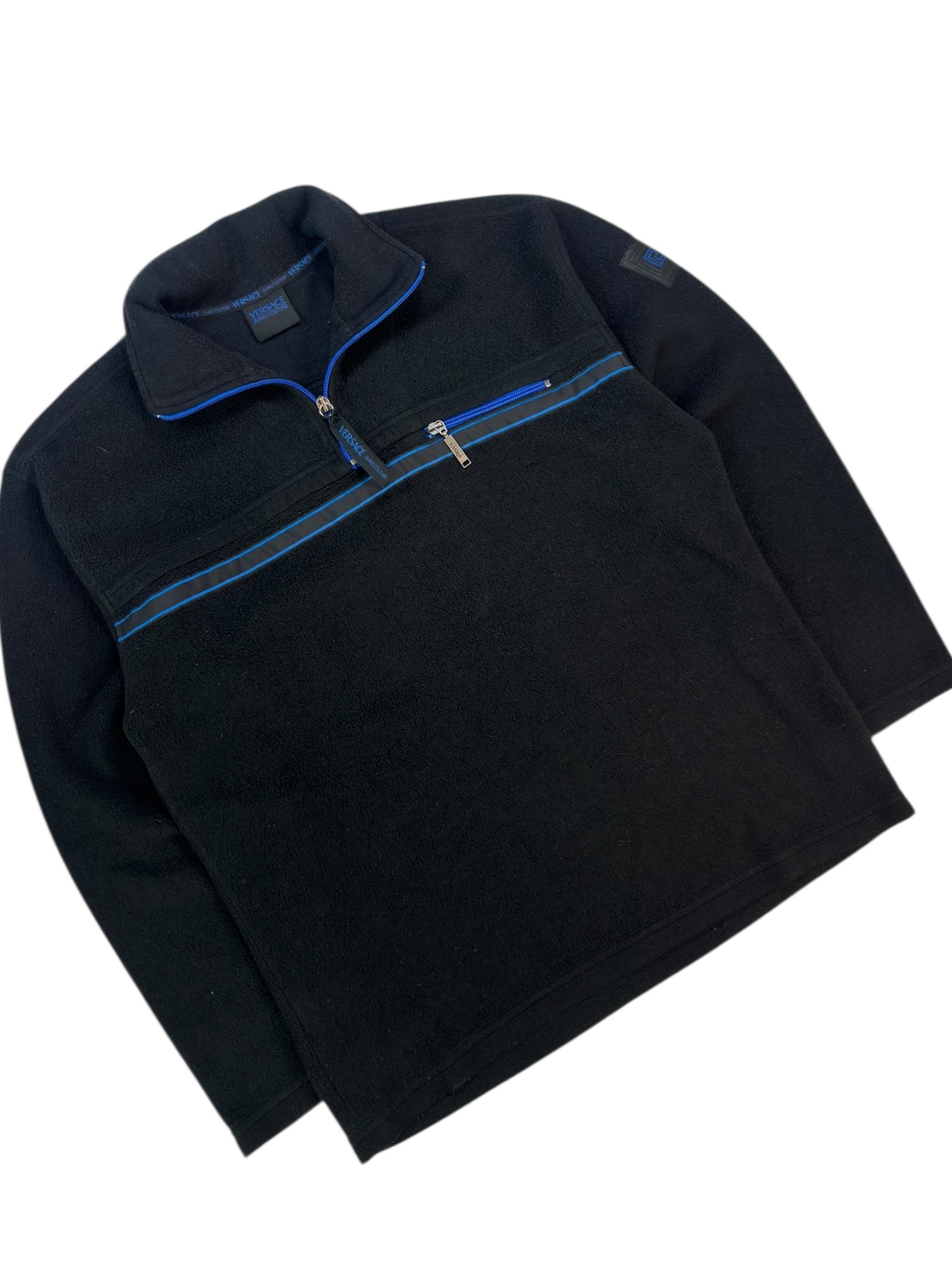 (L) Versace Black Fleece Quarter Zip Pullover