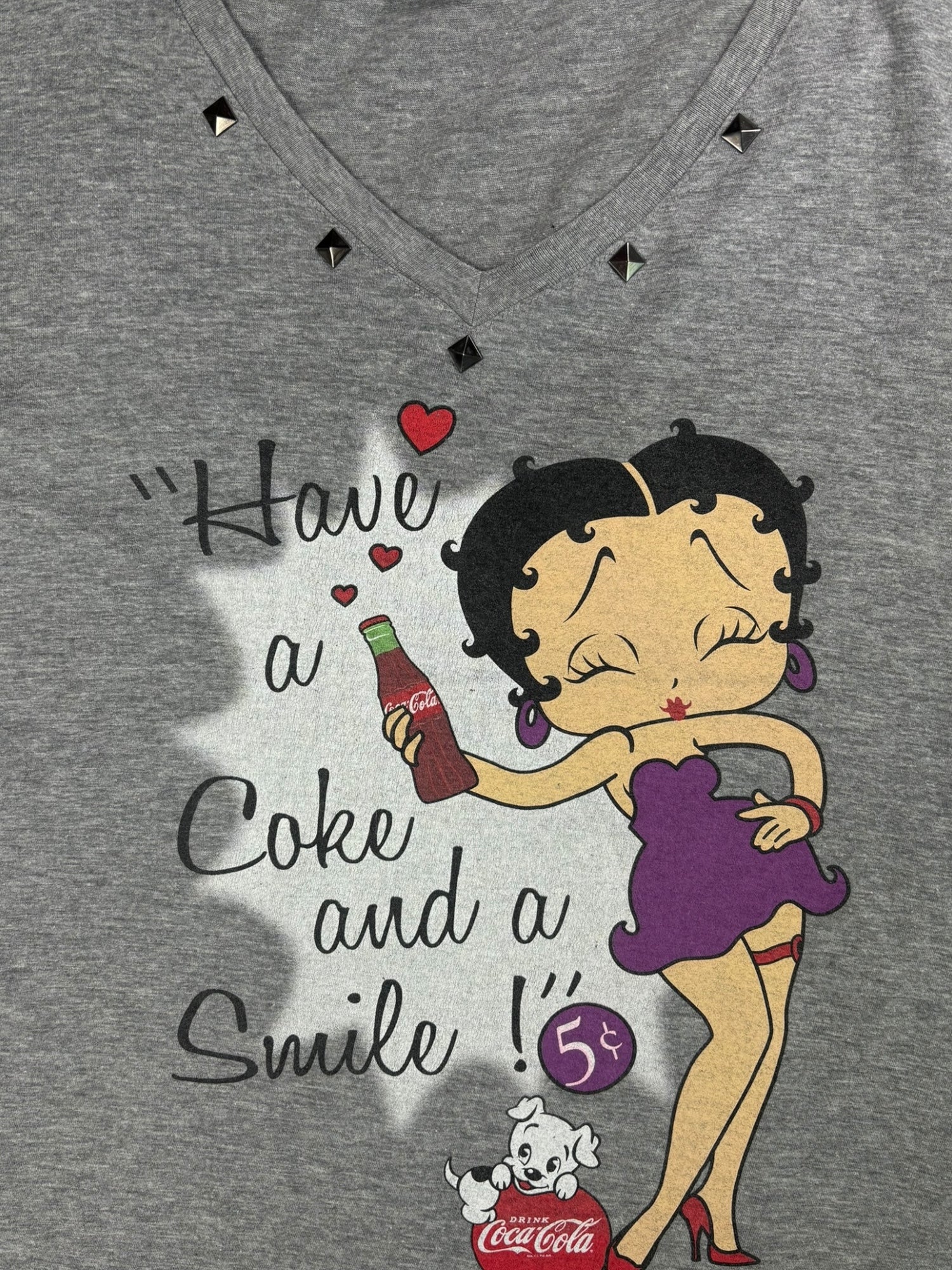 (L) Grey Betty Boop x Coca Cola Tee