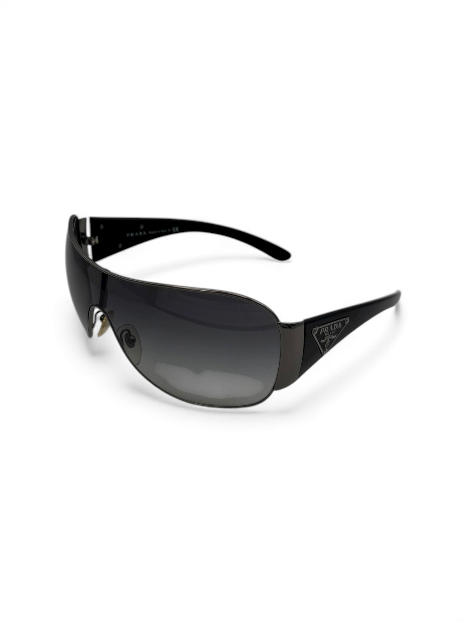 (O/S) Black PRADA Shield Style Sunglasses