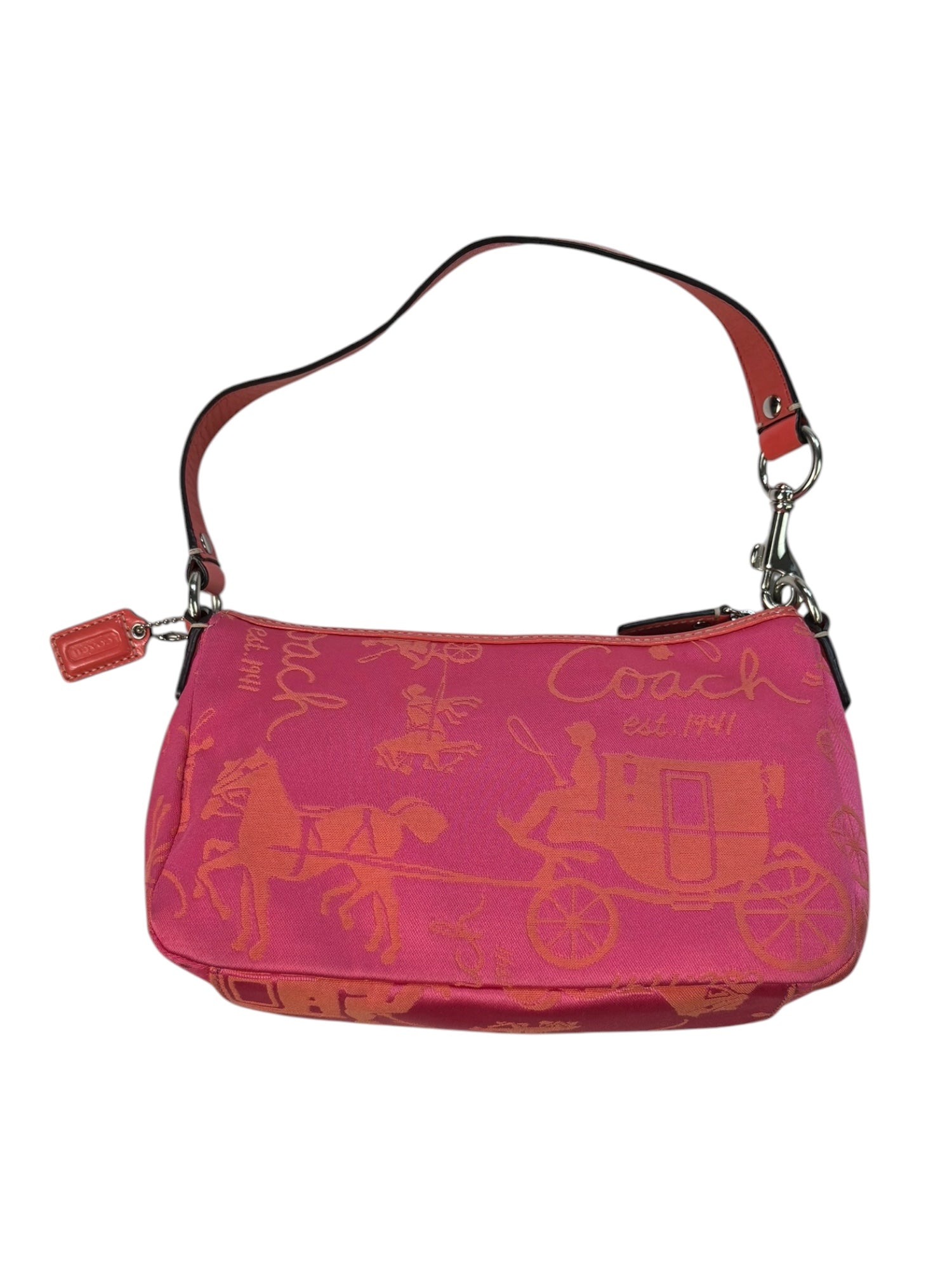 Pink and Coral Coach Shoulder Purse
