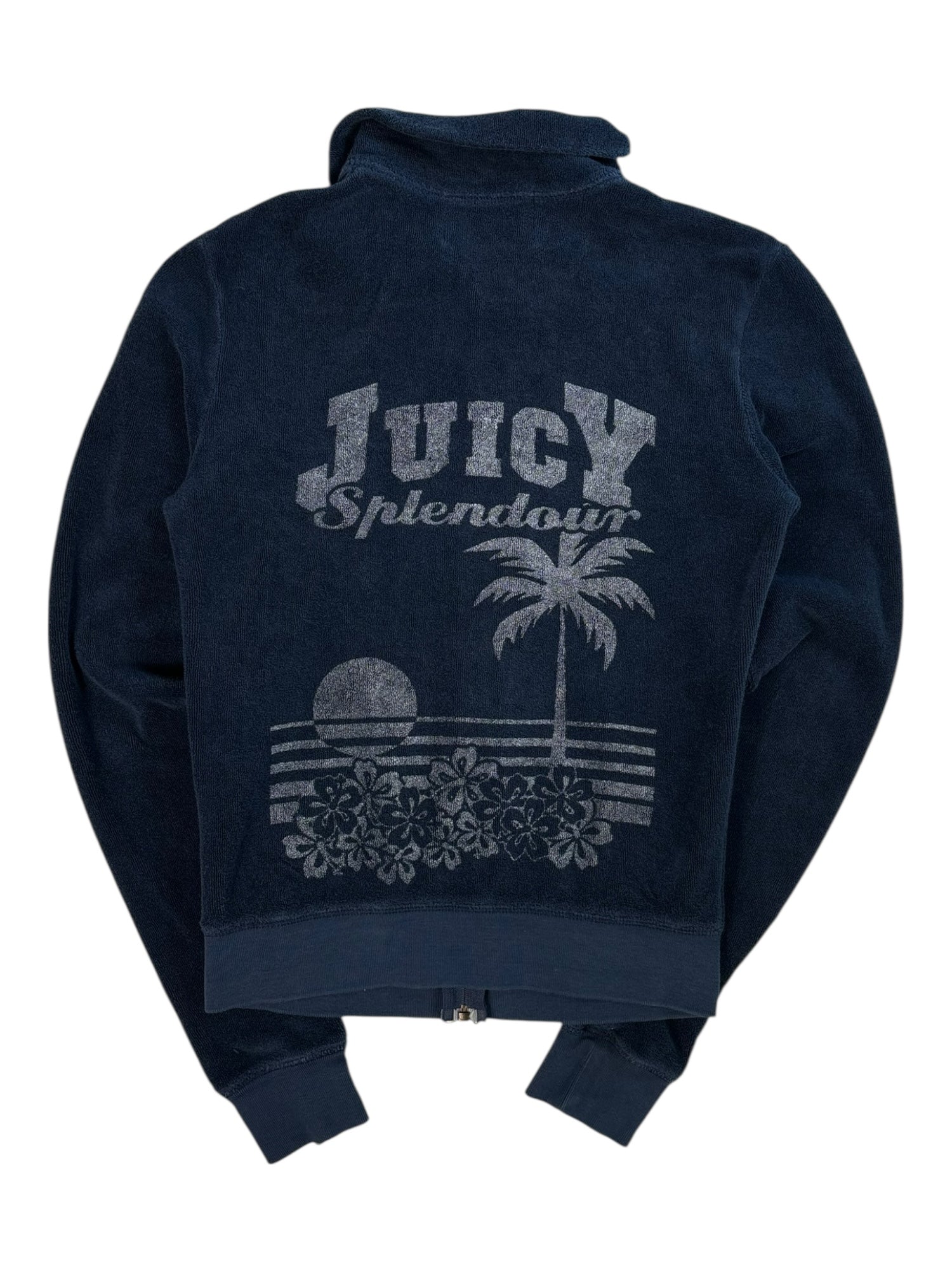 (XS) Midnight Blue Juicy Couture Terry Cloth Zip-up