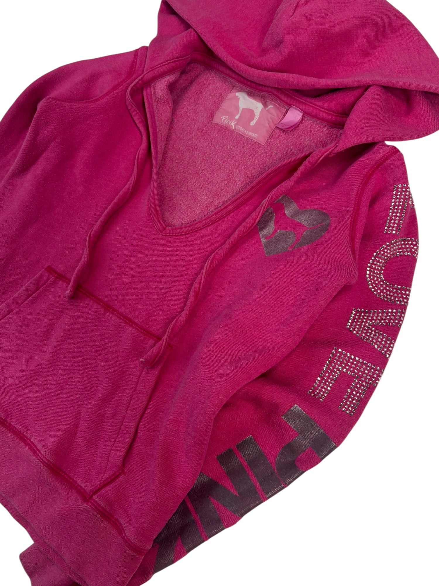 (S) LOVE PINK Embellished V-neck Hoodie