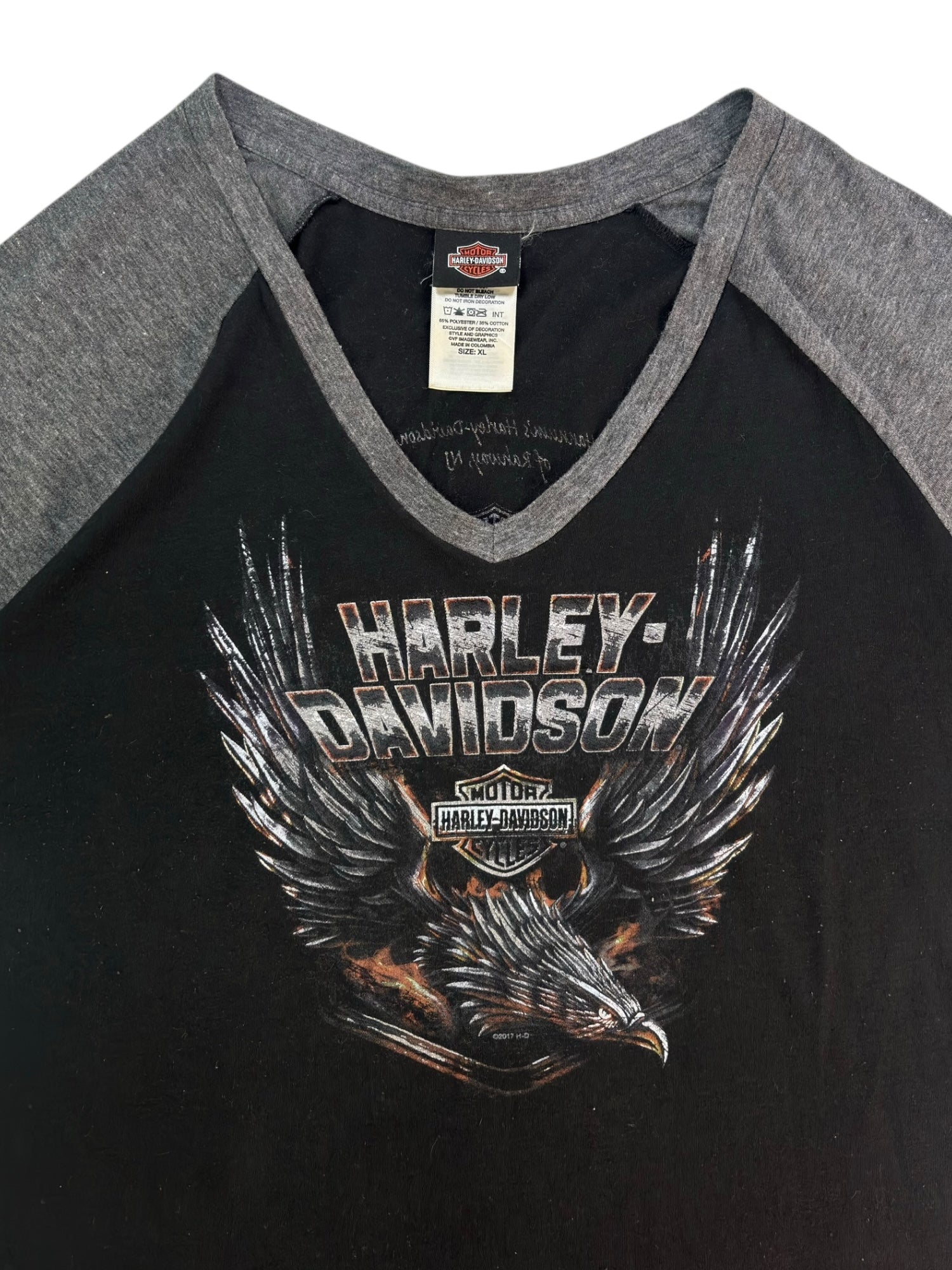 (L) Eagle Graphic Harley Davidson Baseball Tee