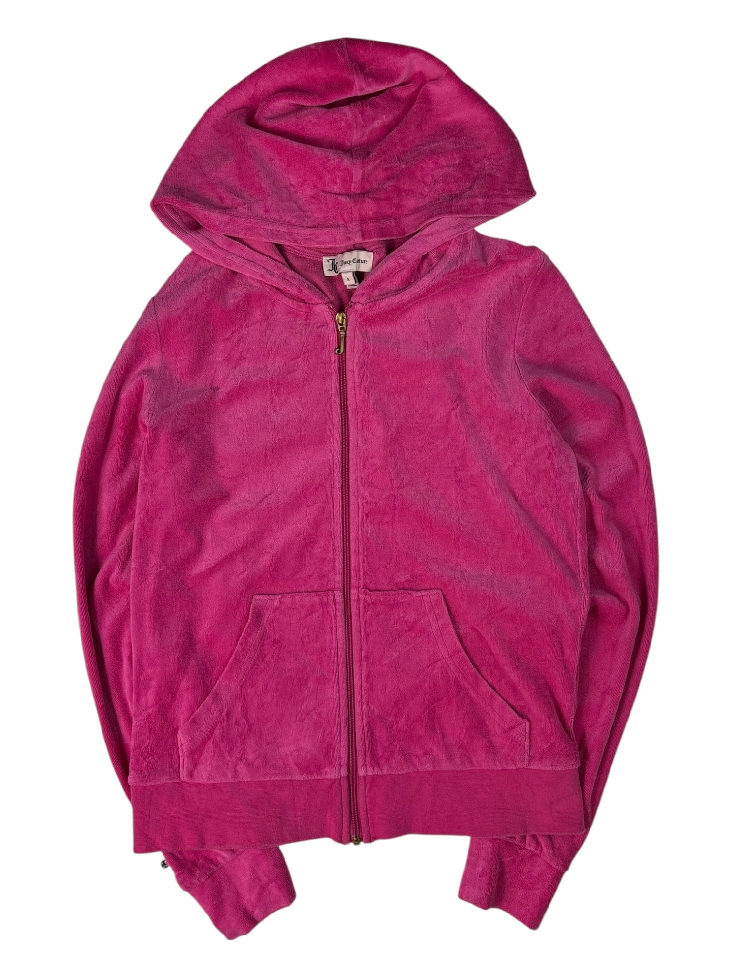 (S) Hot Pink Glitter Graphic Juicy Couture Zip-up Hoodie
