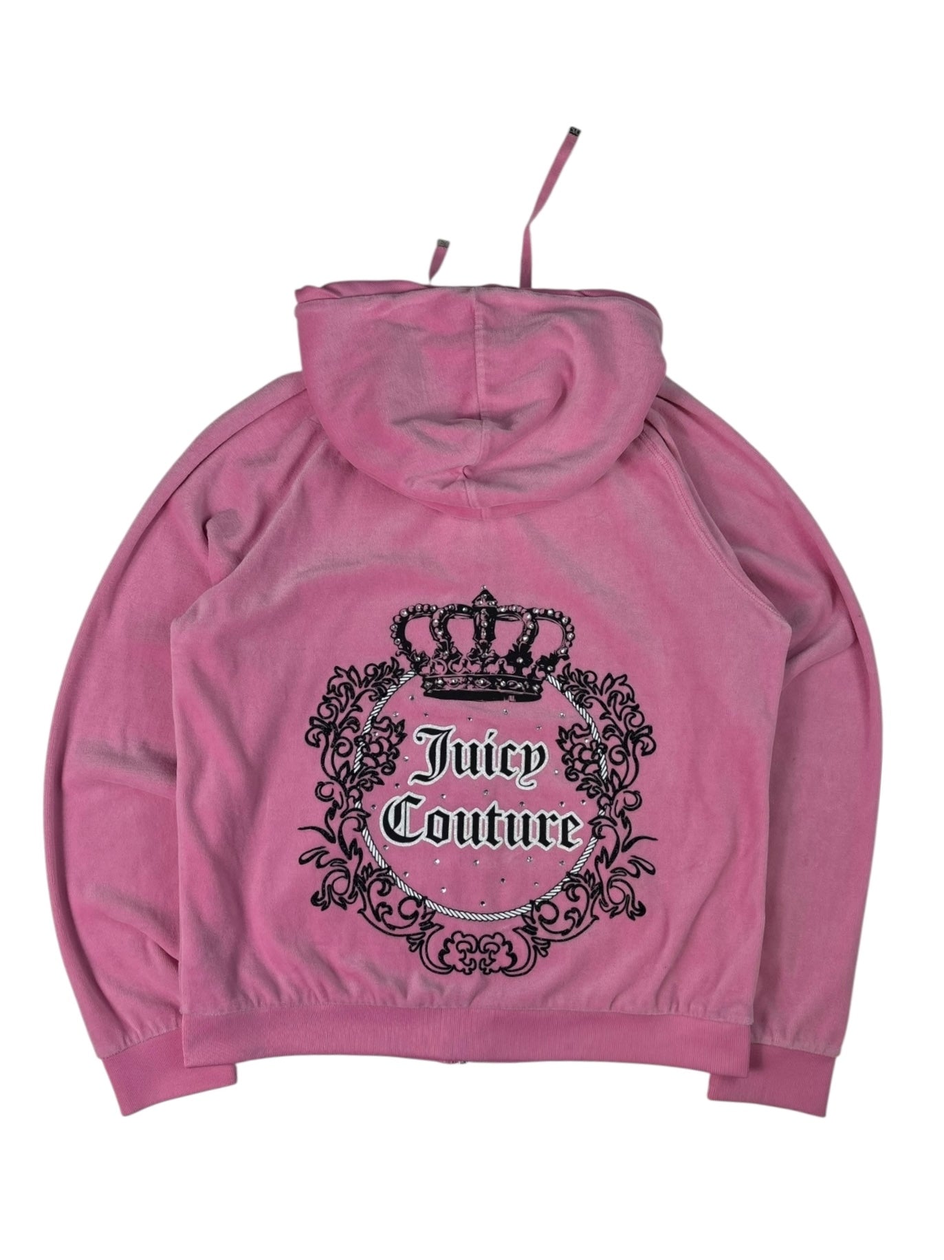 (L) Baby Pink Embroidered Juicy Couture Zip Up Hoodie