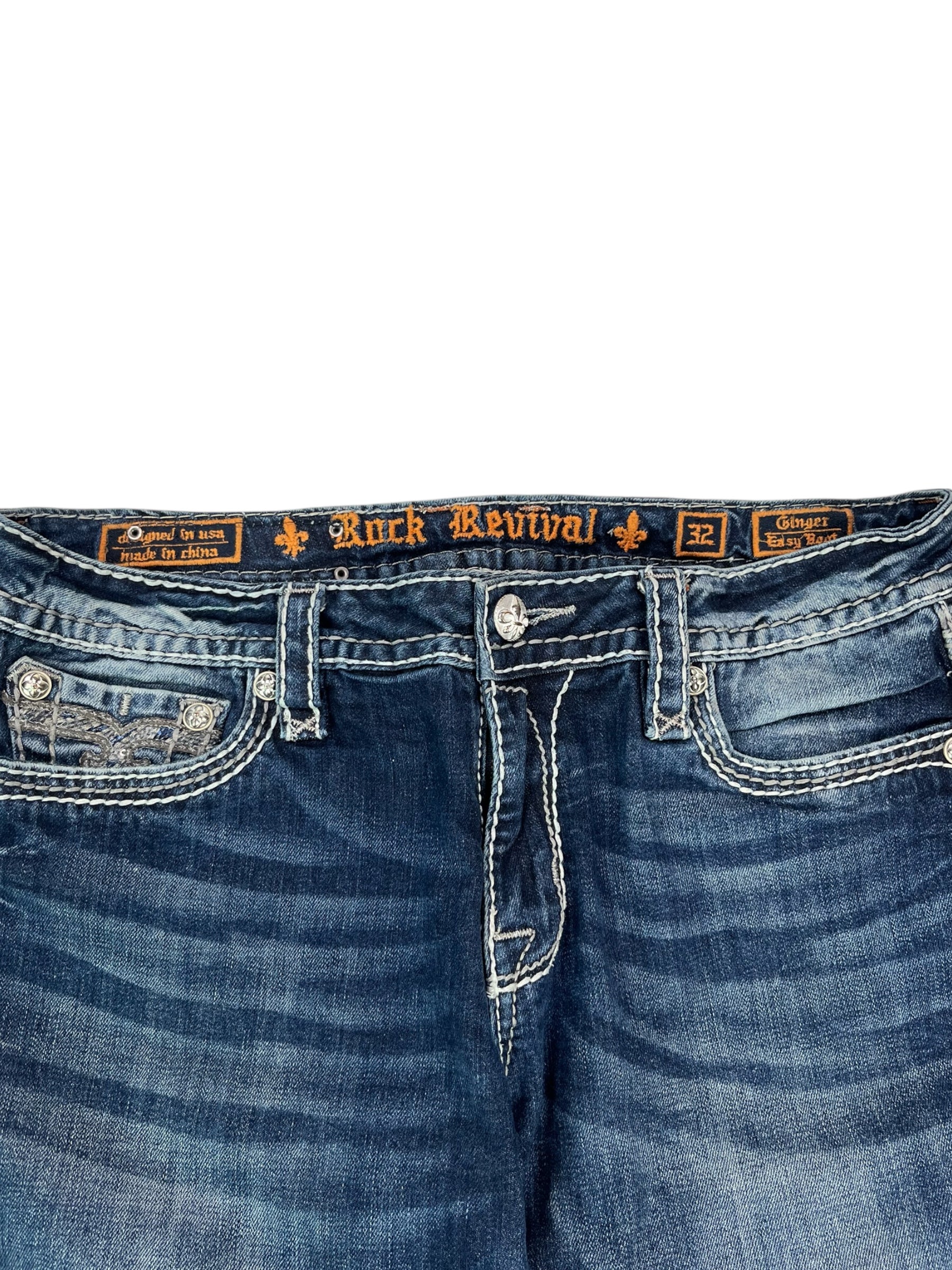(34) Rock Revival Embellished Denim Bootcut
