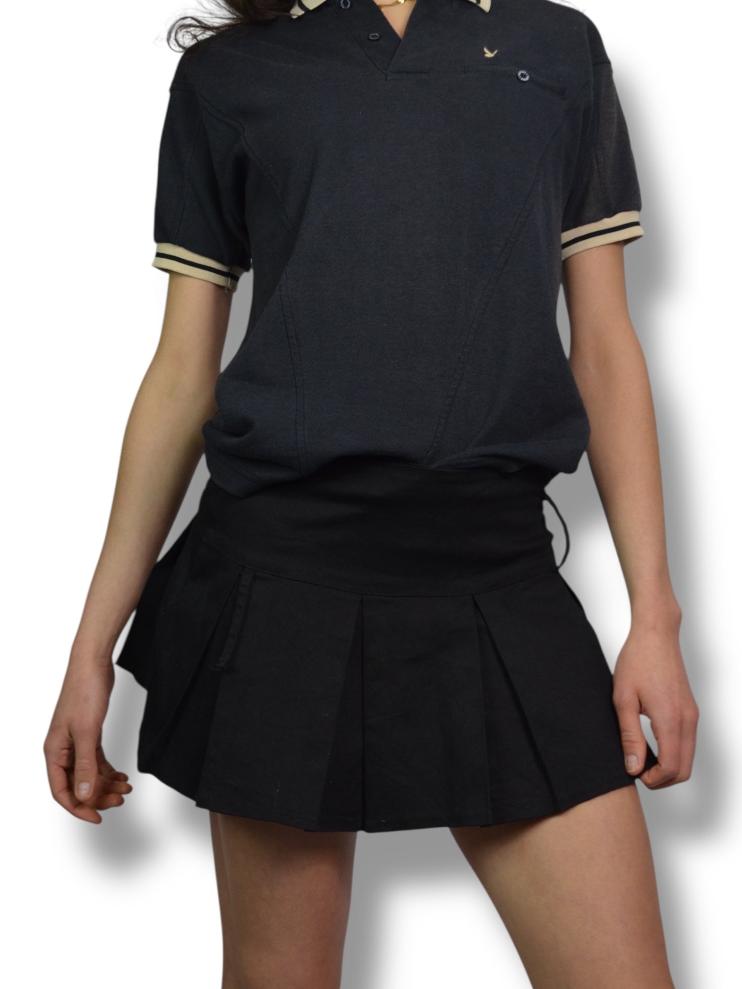 (M) Spoof! Black Pleated Mini Skirt