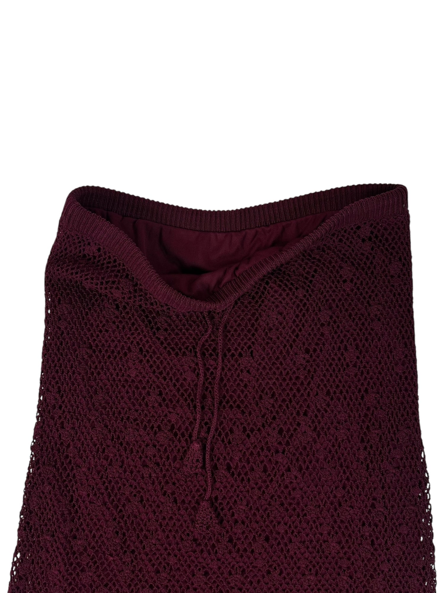 (M) Burgundy Crochet Midi Skirt