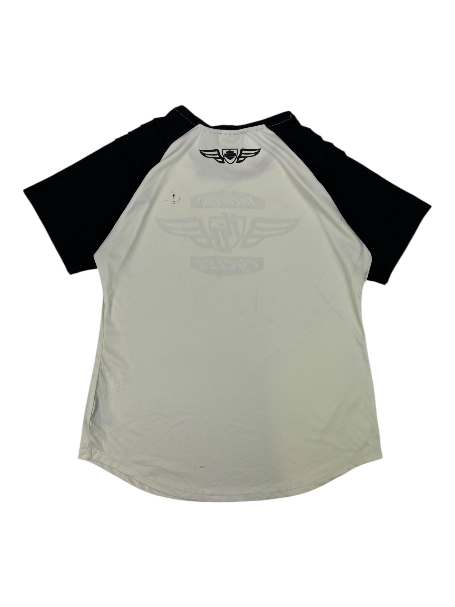 (XL) Harley Davidson White and Black Baseball Style Tee