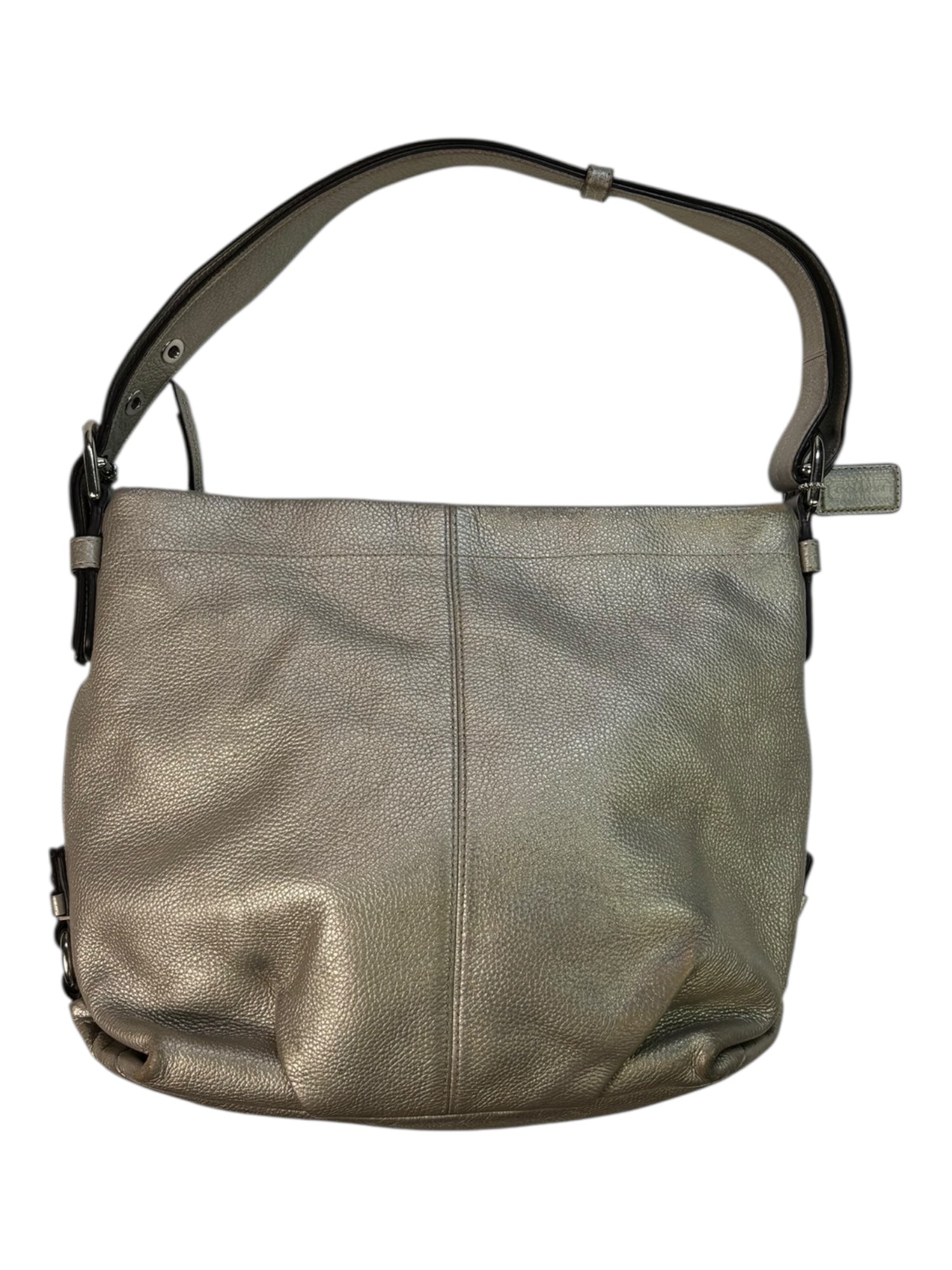 Coach Silver Pebbled Leather Slouchy Shoulder Purseo