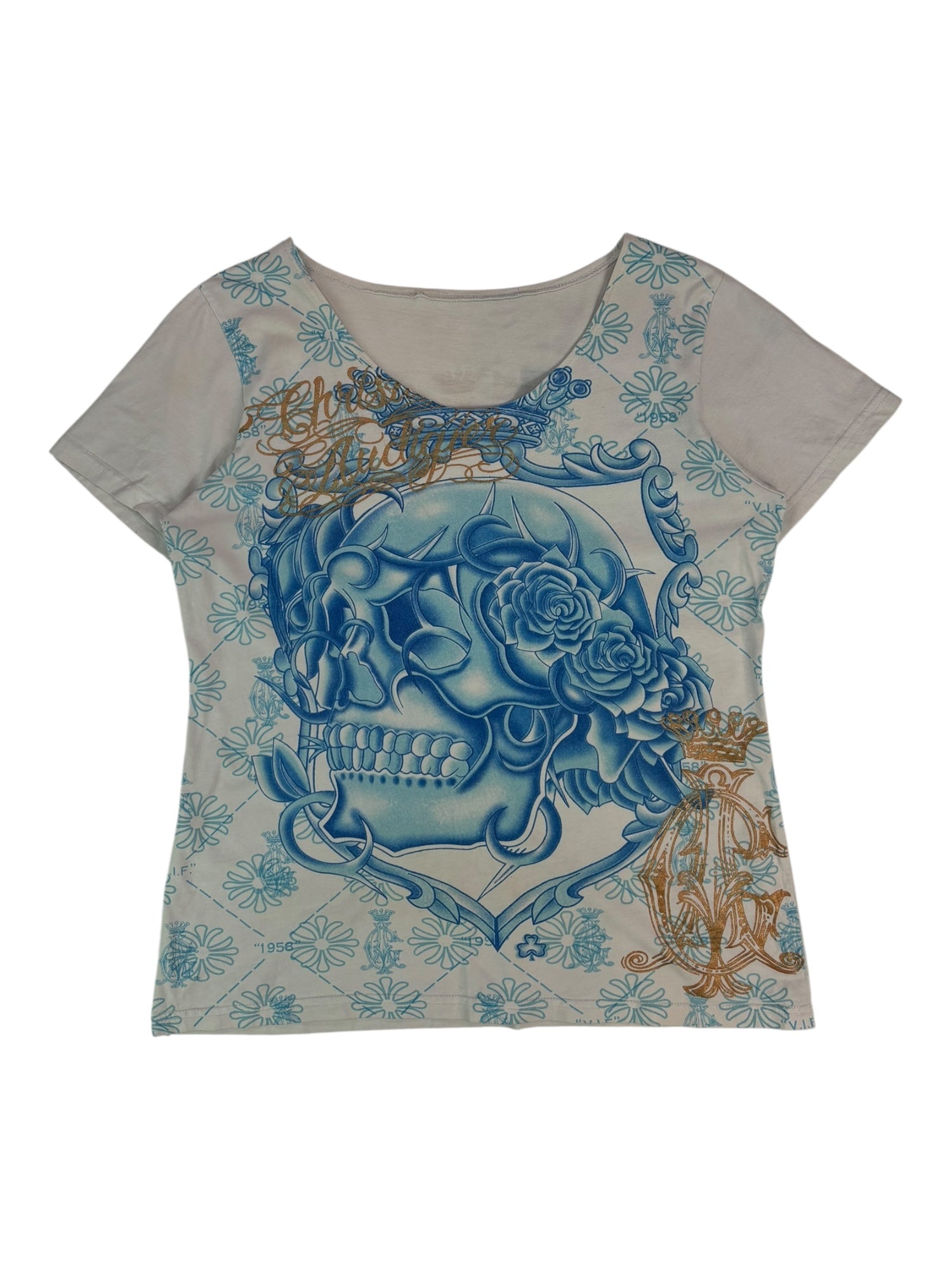 (M) Christian Audigier Blue Skull Tee