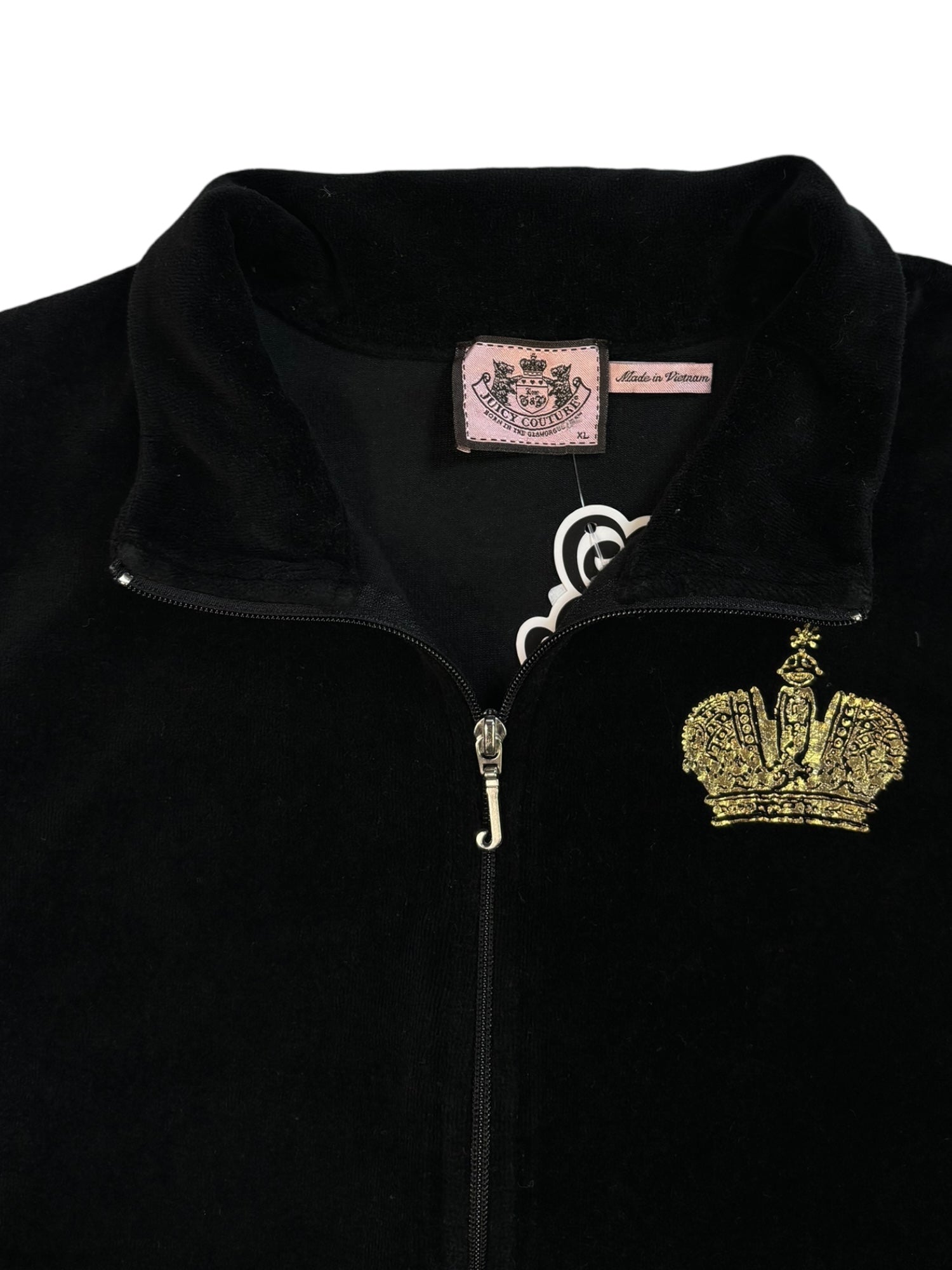 (L) Black and Gold Printed Juicy Couture Zip Up