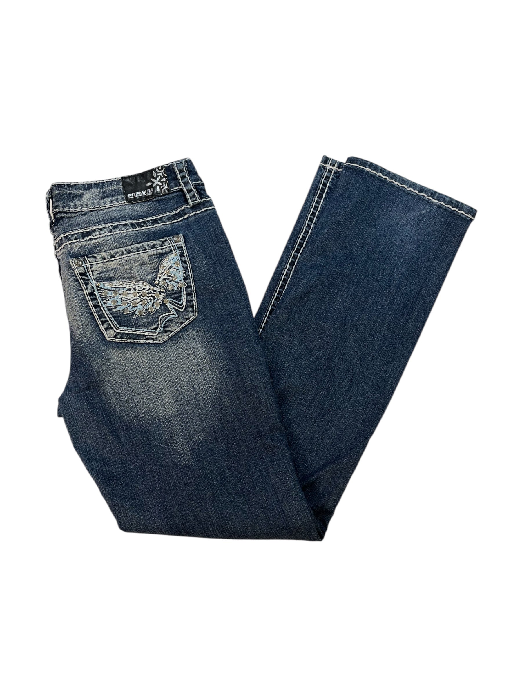 (30) Premium Denim Embellished Straight Leg Jeans