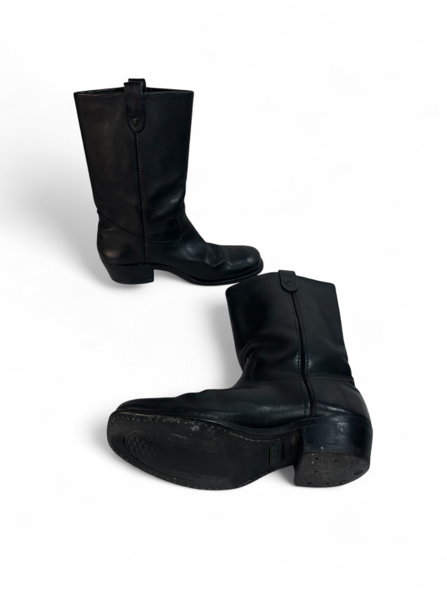 (10) Black Moto Style Cowboy Boots
