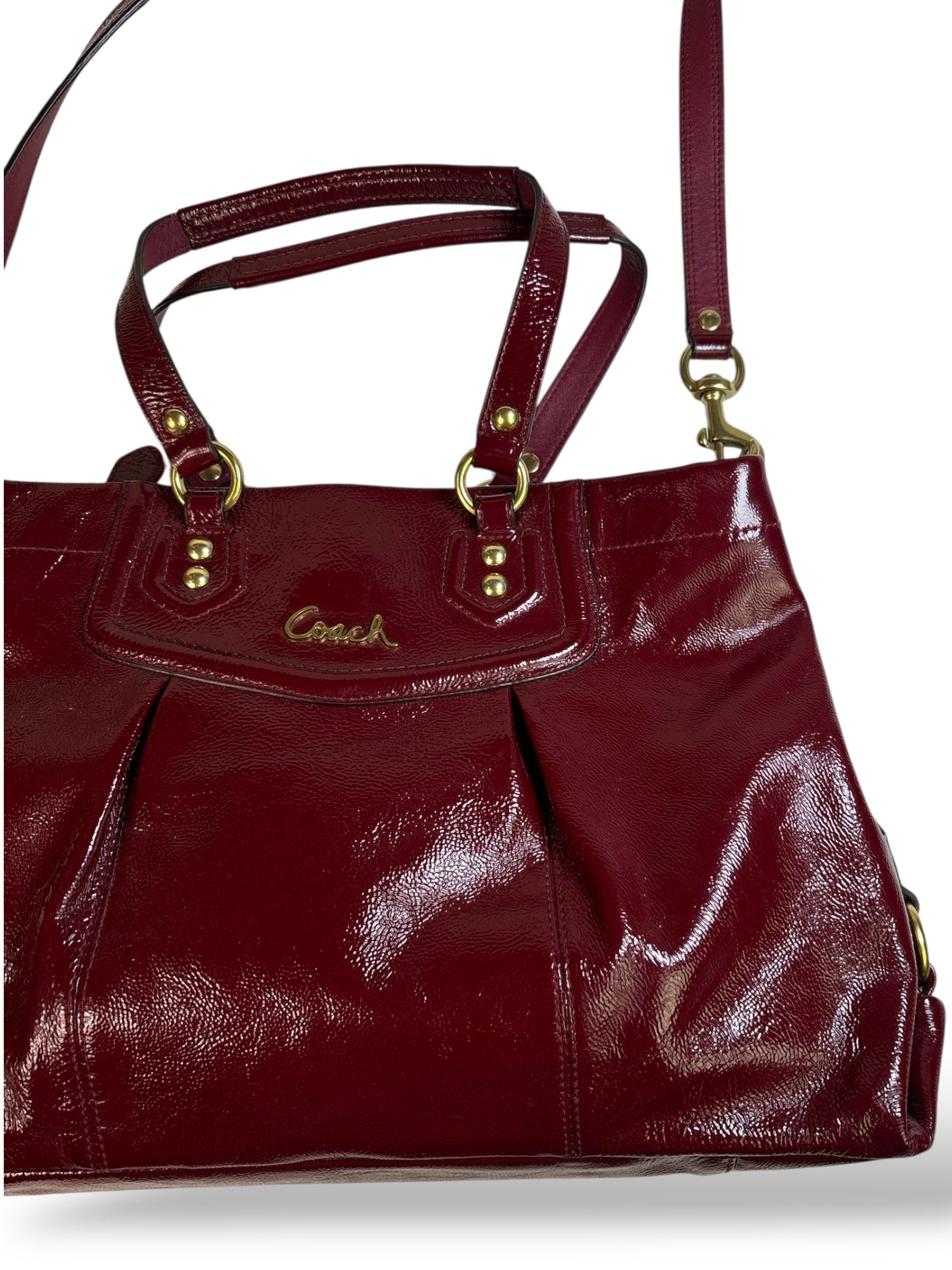 Dark Red Vintage Coach Patent Leather Handbag