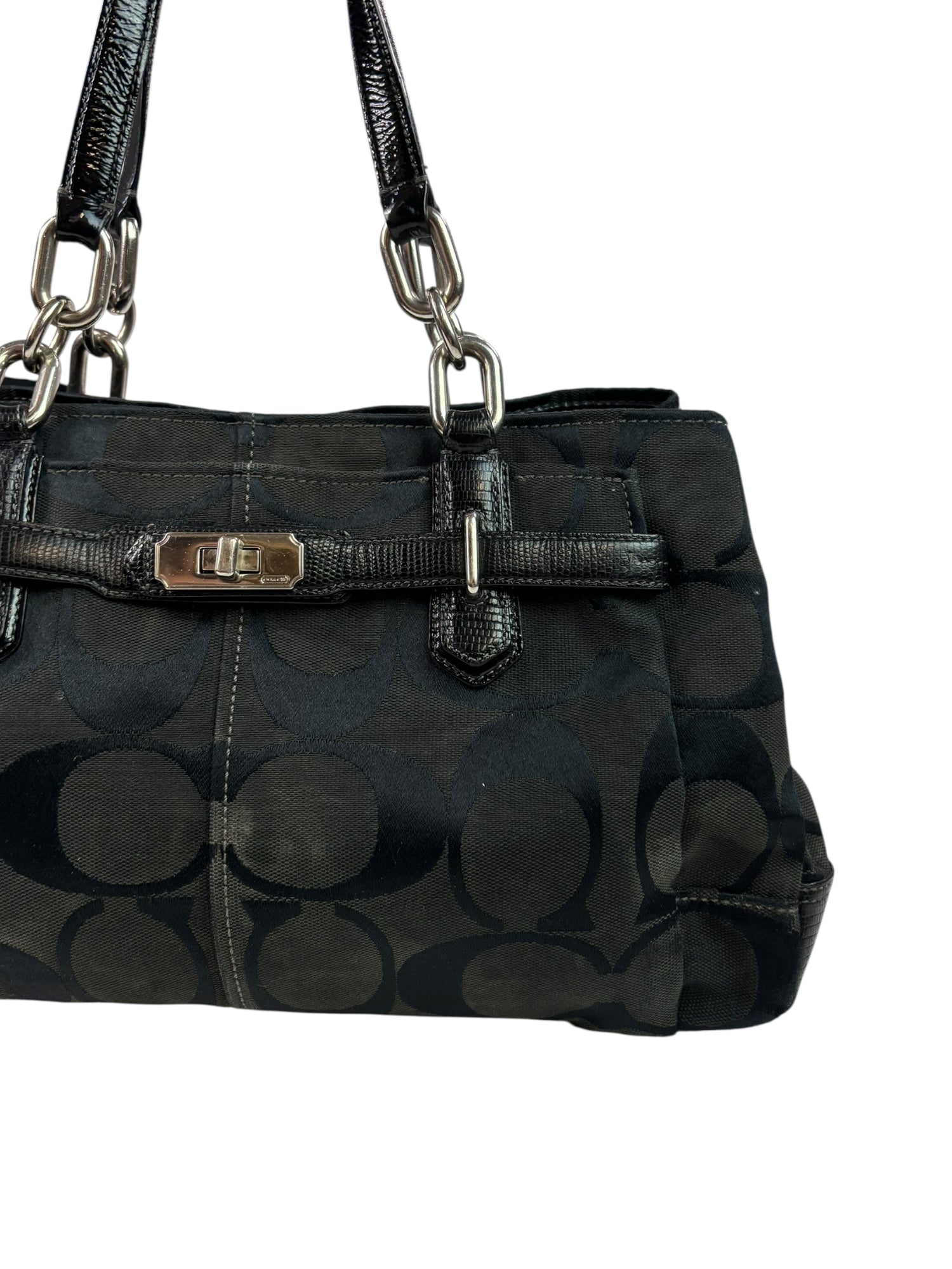 (O/S) Black Monogram Coach Shoulder Purse