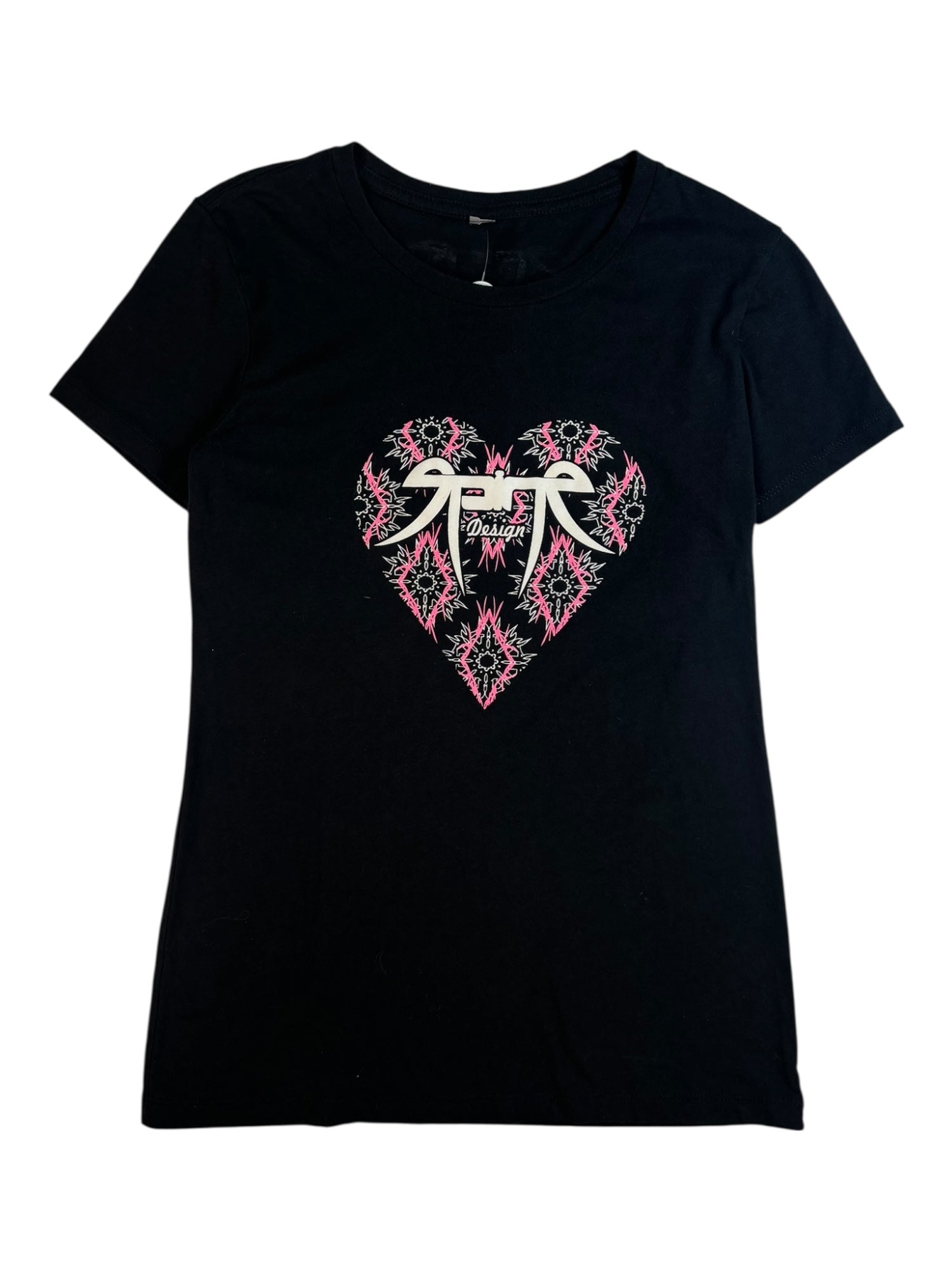 (S) Pink and Black Y2K Graphic Tee