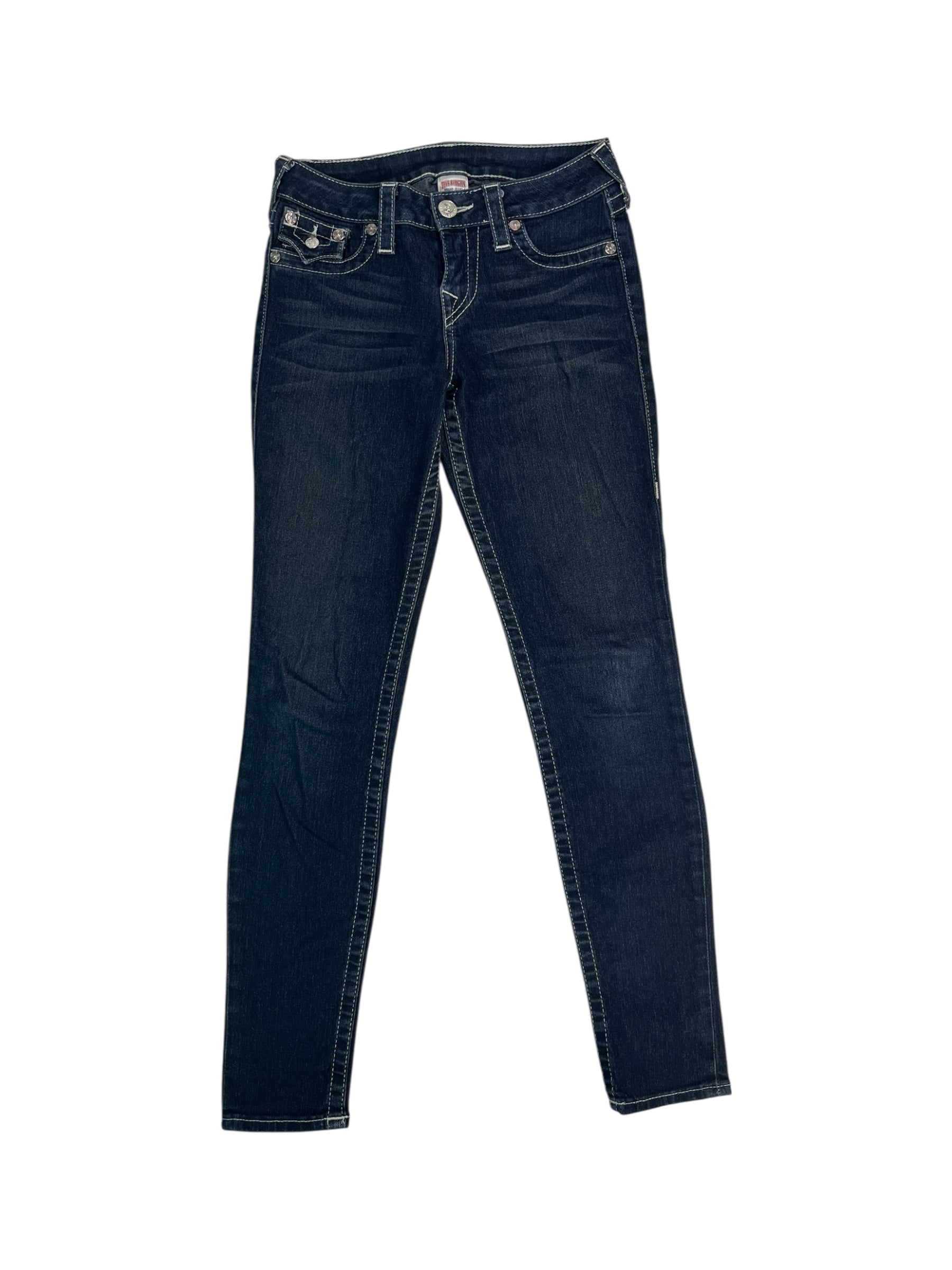(26) True Religion Dark Wash Skinny Jeans