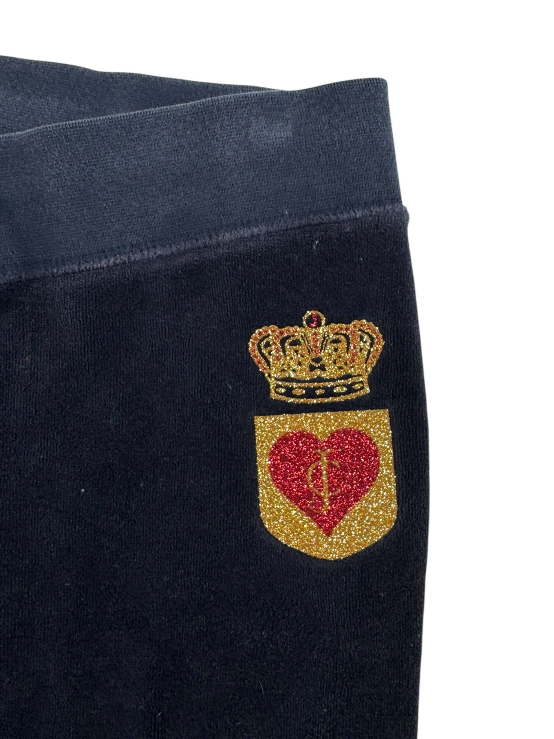 (S) Blue-Grey Glitter Crown Graphic Juicy Couture Pants