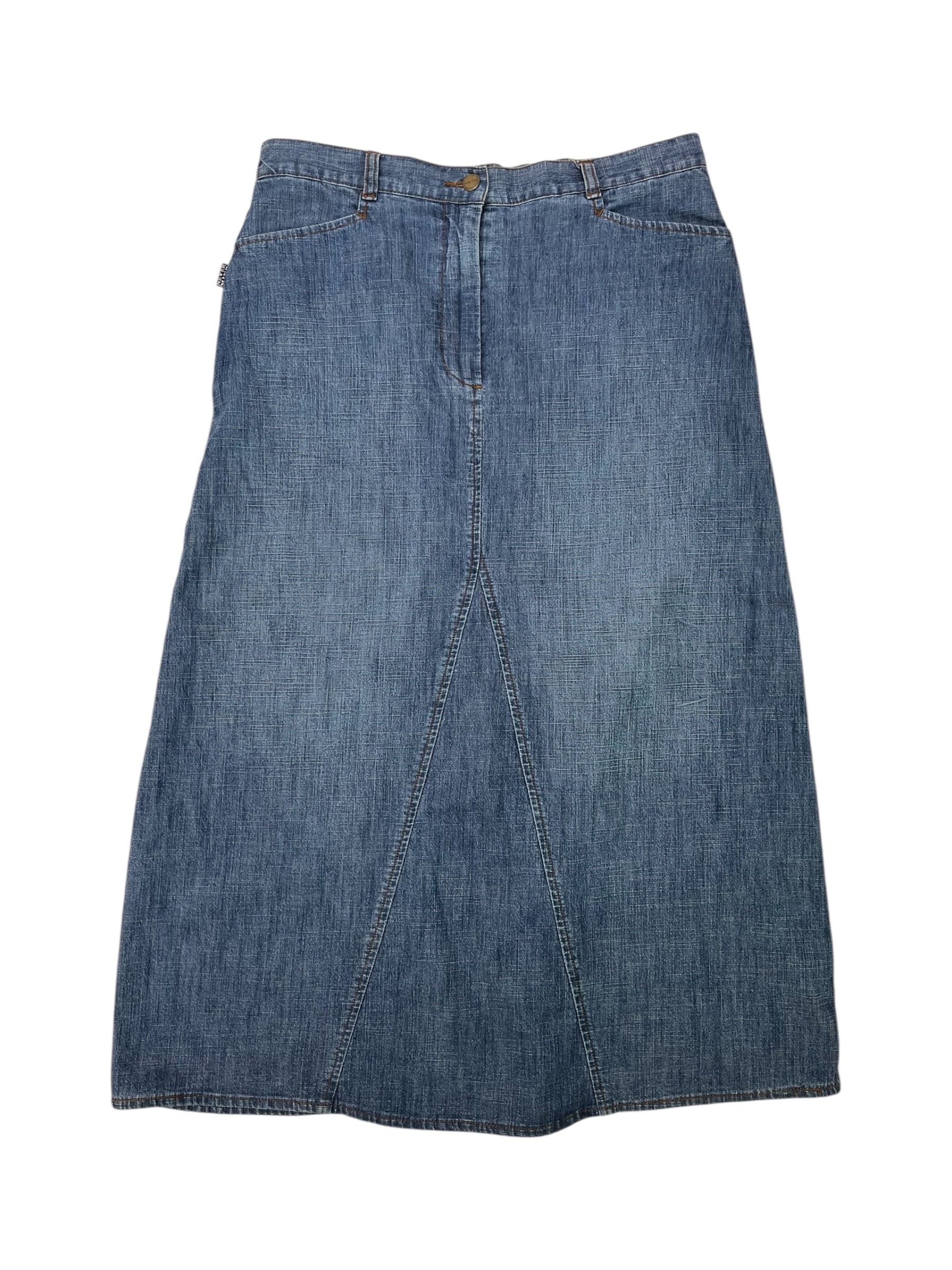 (32) Never Mind Denim Midi Skirt