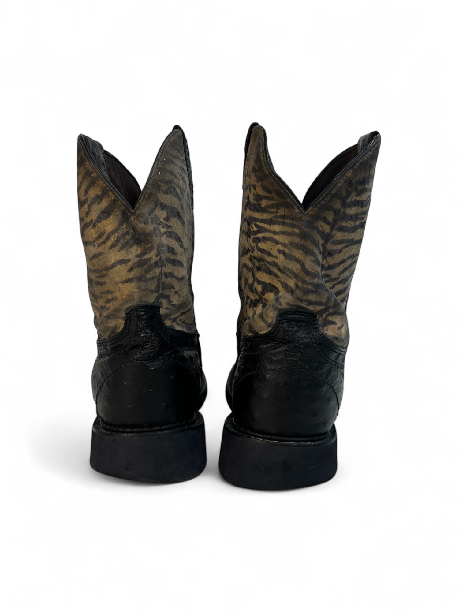 (10) Black/Zebra Print Cowboy Boots