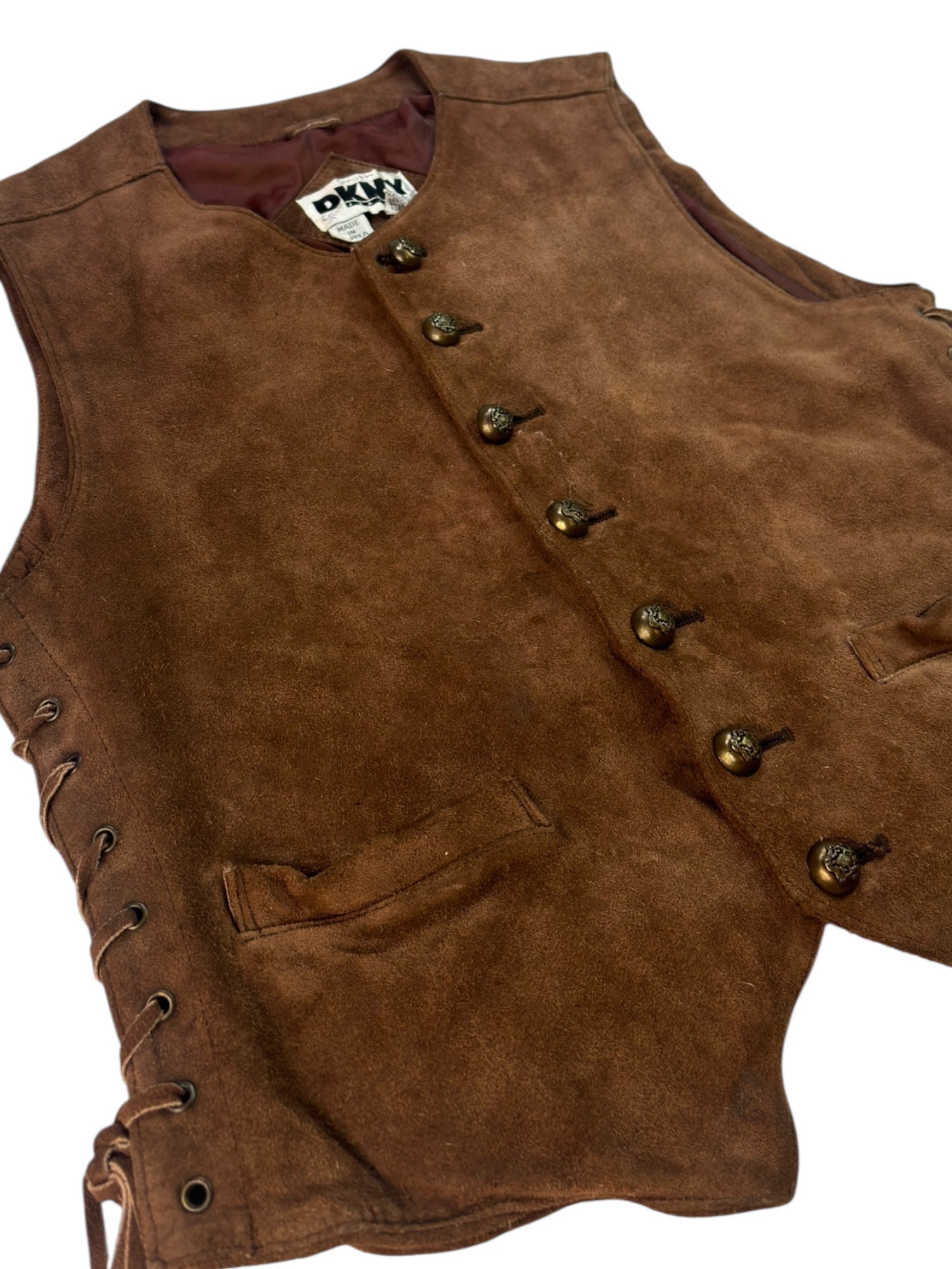(M) DKNY Brown Leather Vest