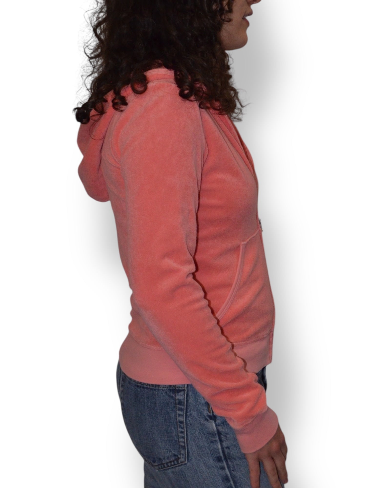 (M) Peach Terry Cloth Juicy Couture Zip Up Hoodie