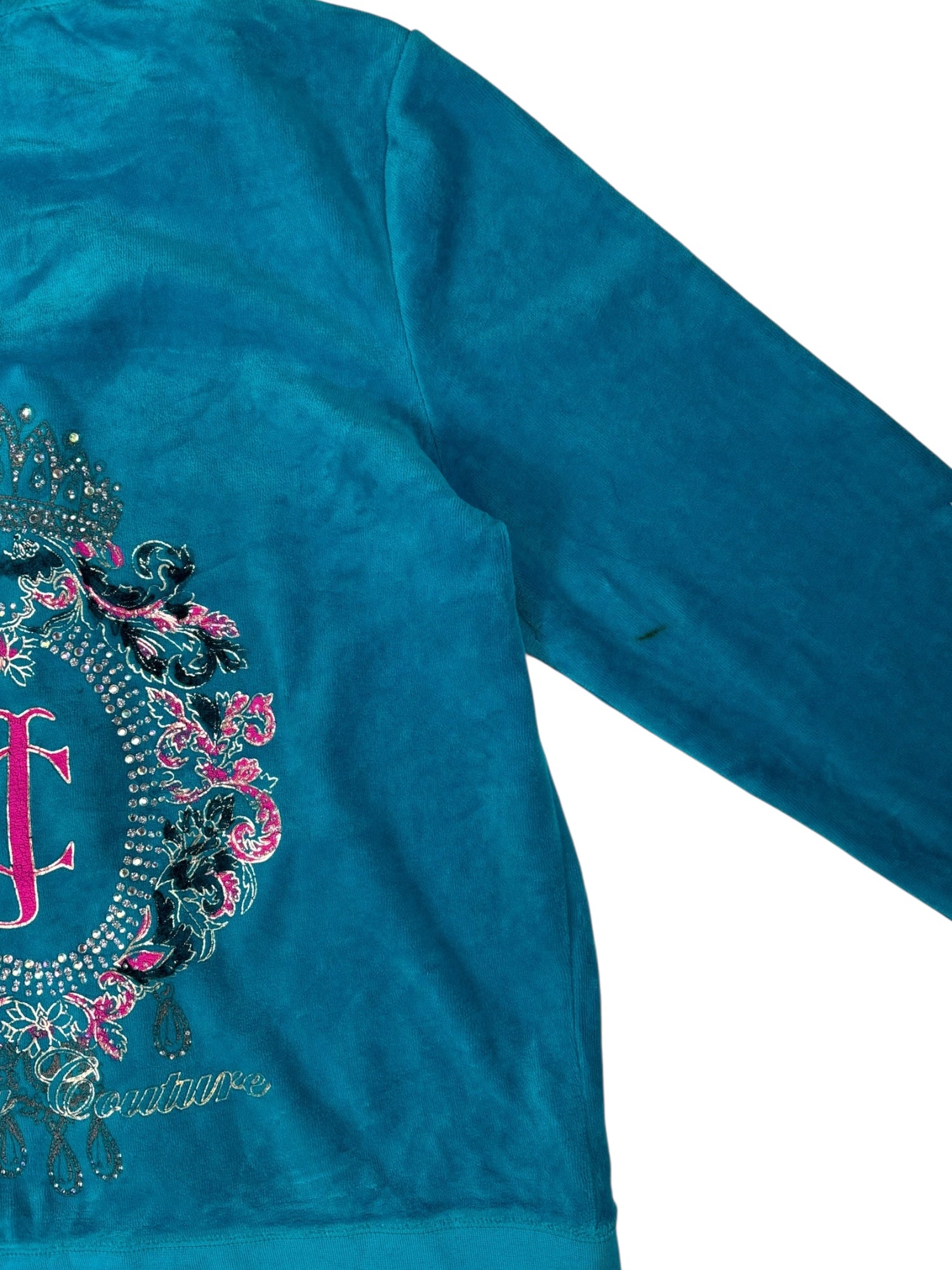 (L) Blue Embellished Juicy Couture Zip-up Hoodie
