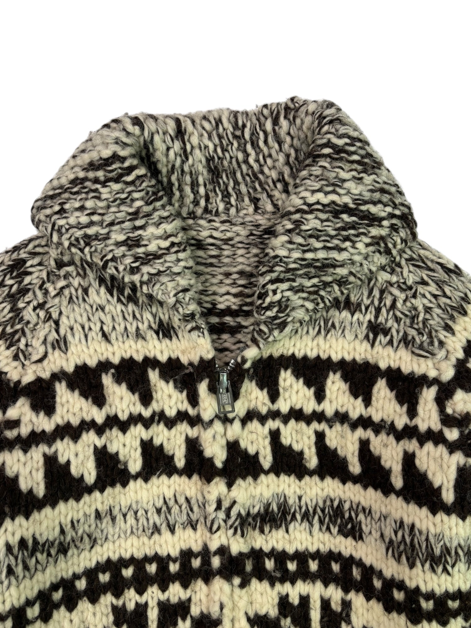 (L) Knit Brown Multi Zippered Sweater
