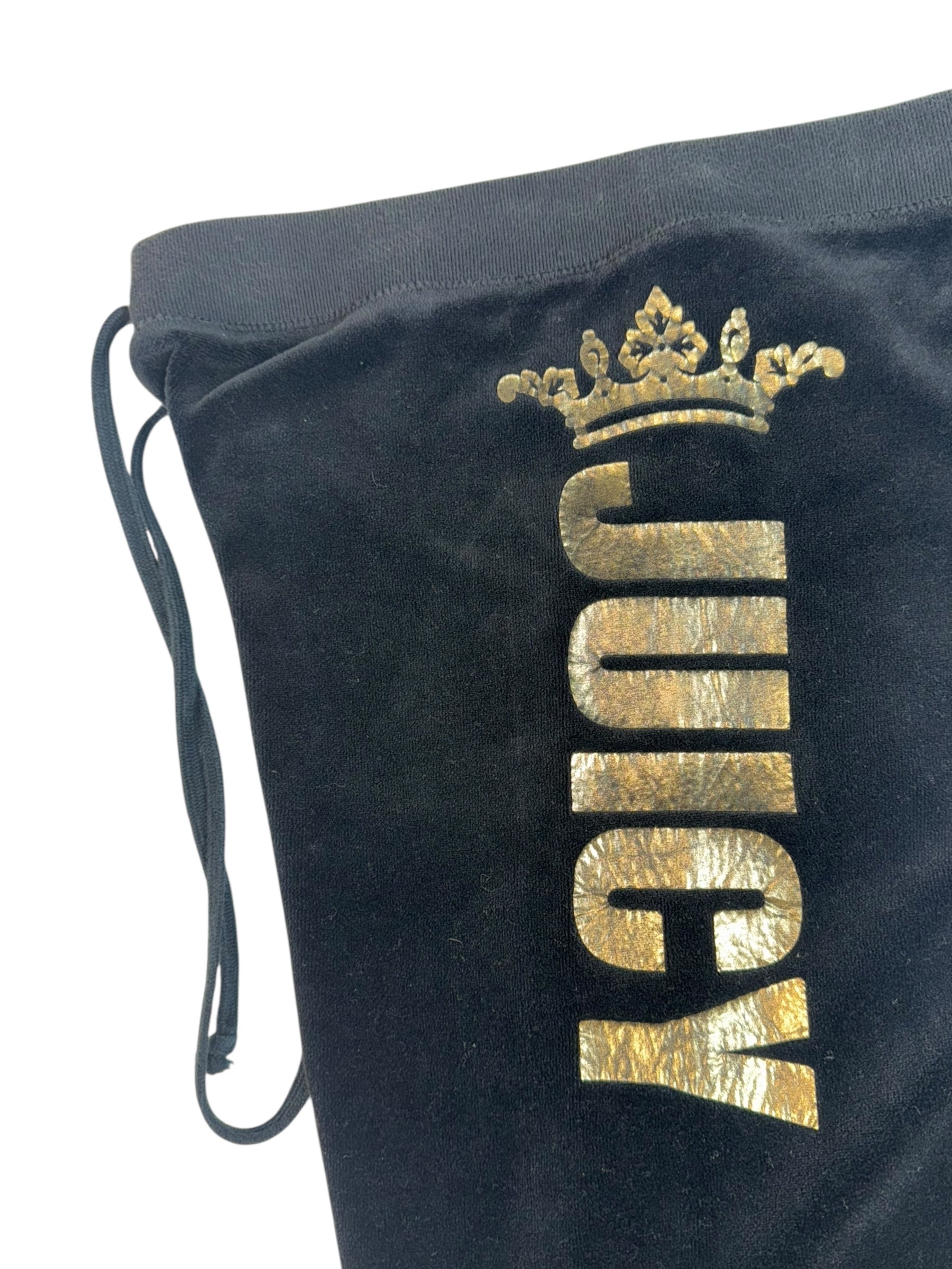 (XS) Black Printed Juicy Couture Velour Pants