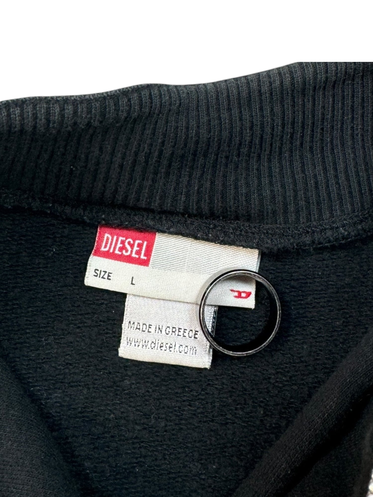 (XS) Black Diesel Zip-up Sweater