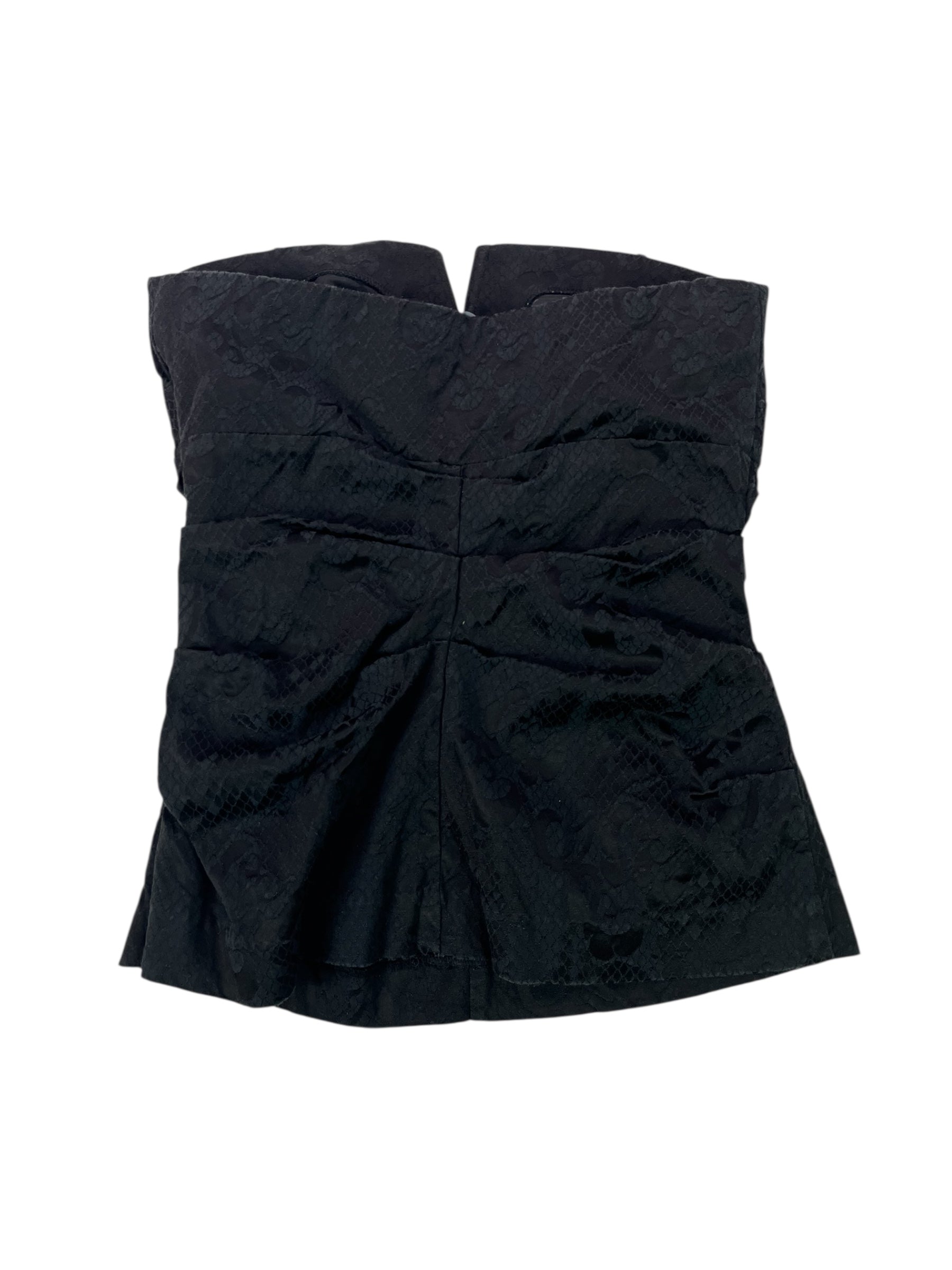 (S) Black Lace Detail Rouched le chateau Tube Top
