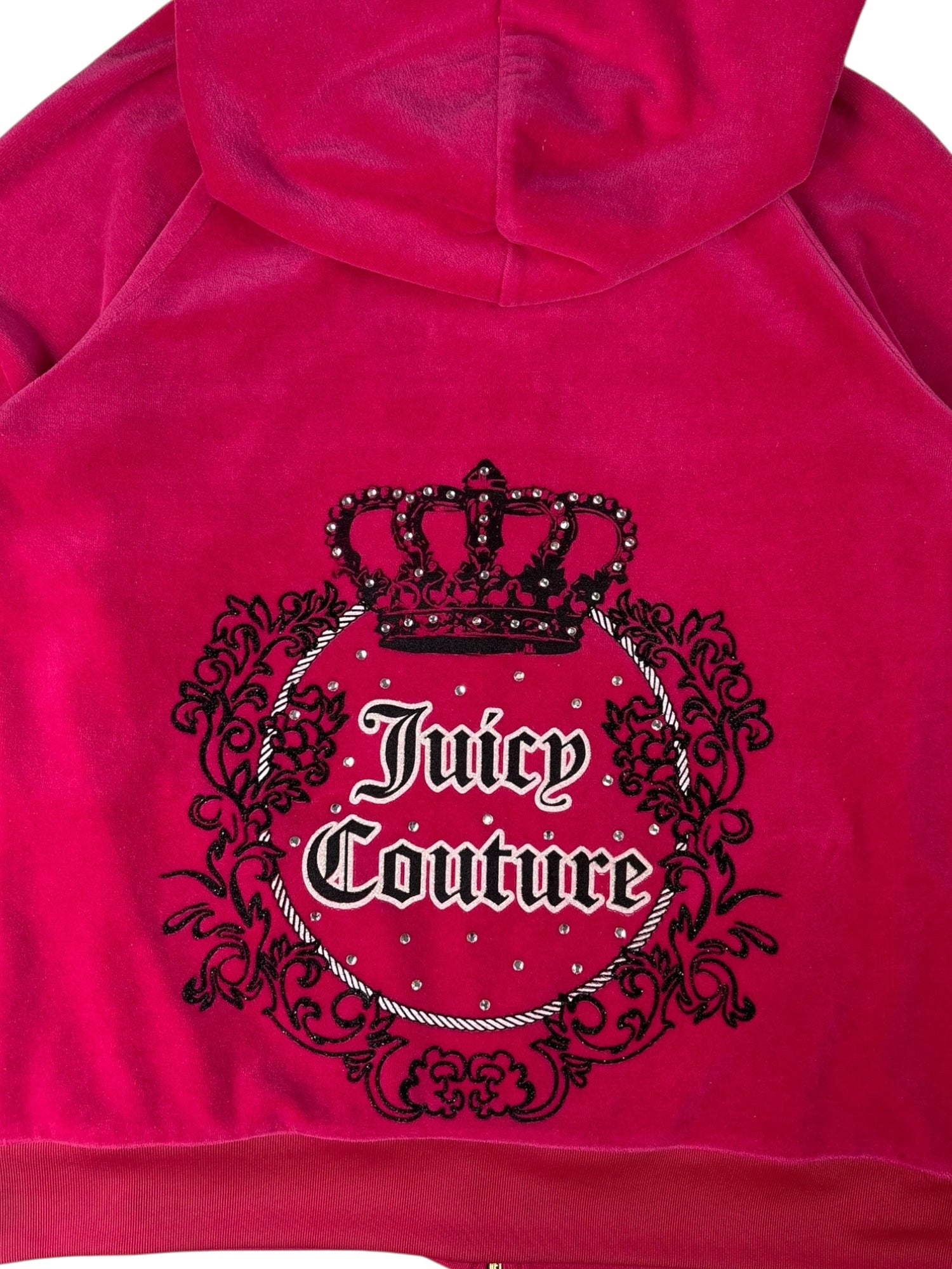 (L) Hot Pink Embroidered Juicy Couture Zip Up Hoodie