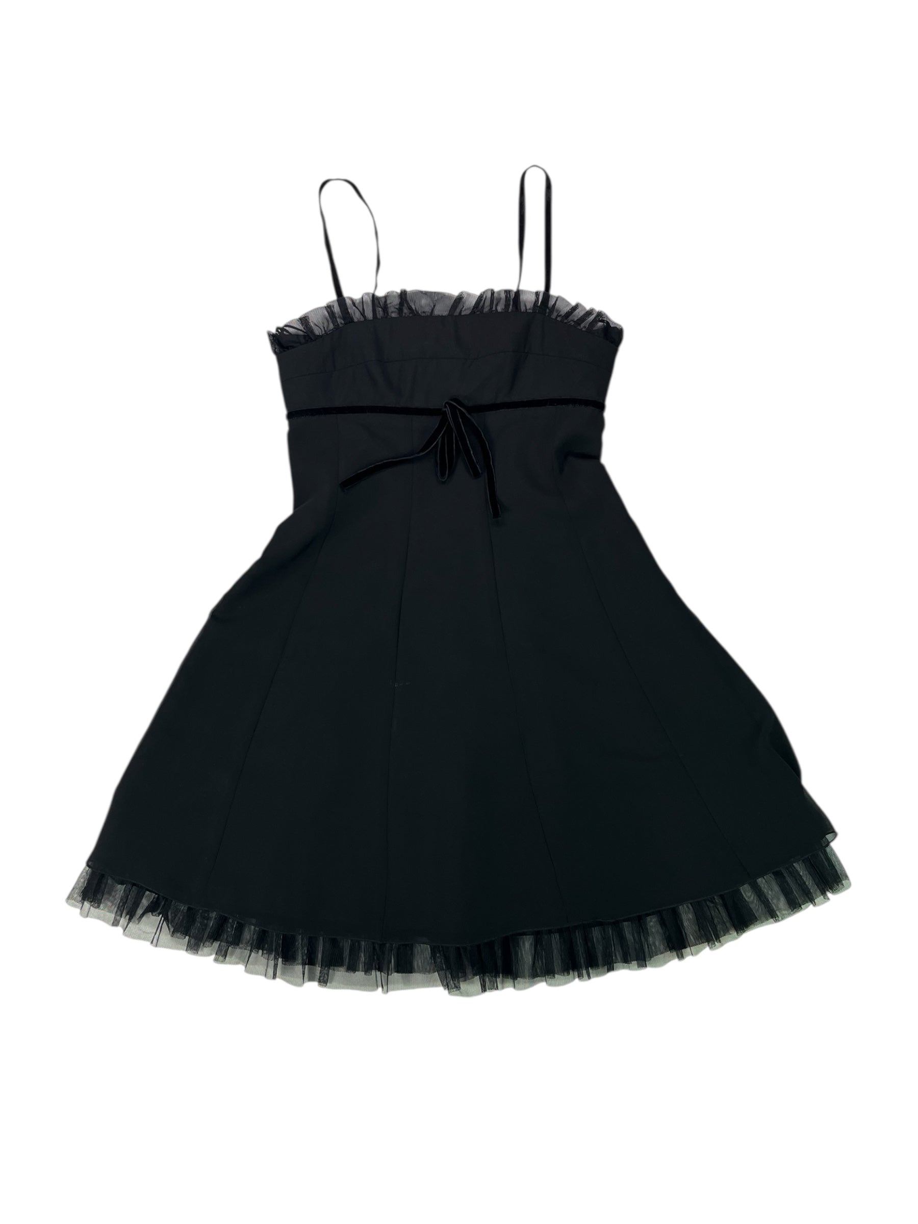 (36) SWING Black Mini Dress with Tulle Details