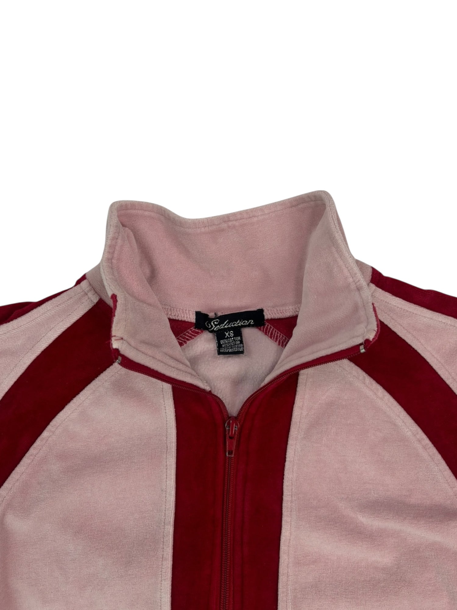 (XS) Seduction Velour Pink and Red Zip Up