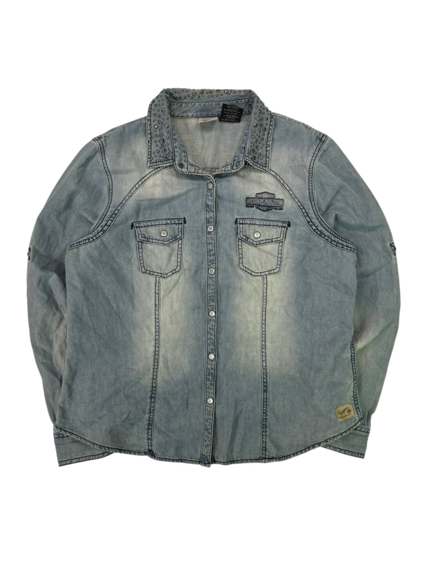(XXL) Harley Davidson Studded Denim Button Up
