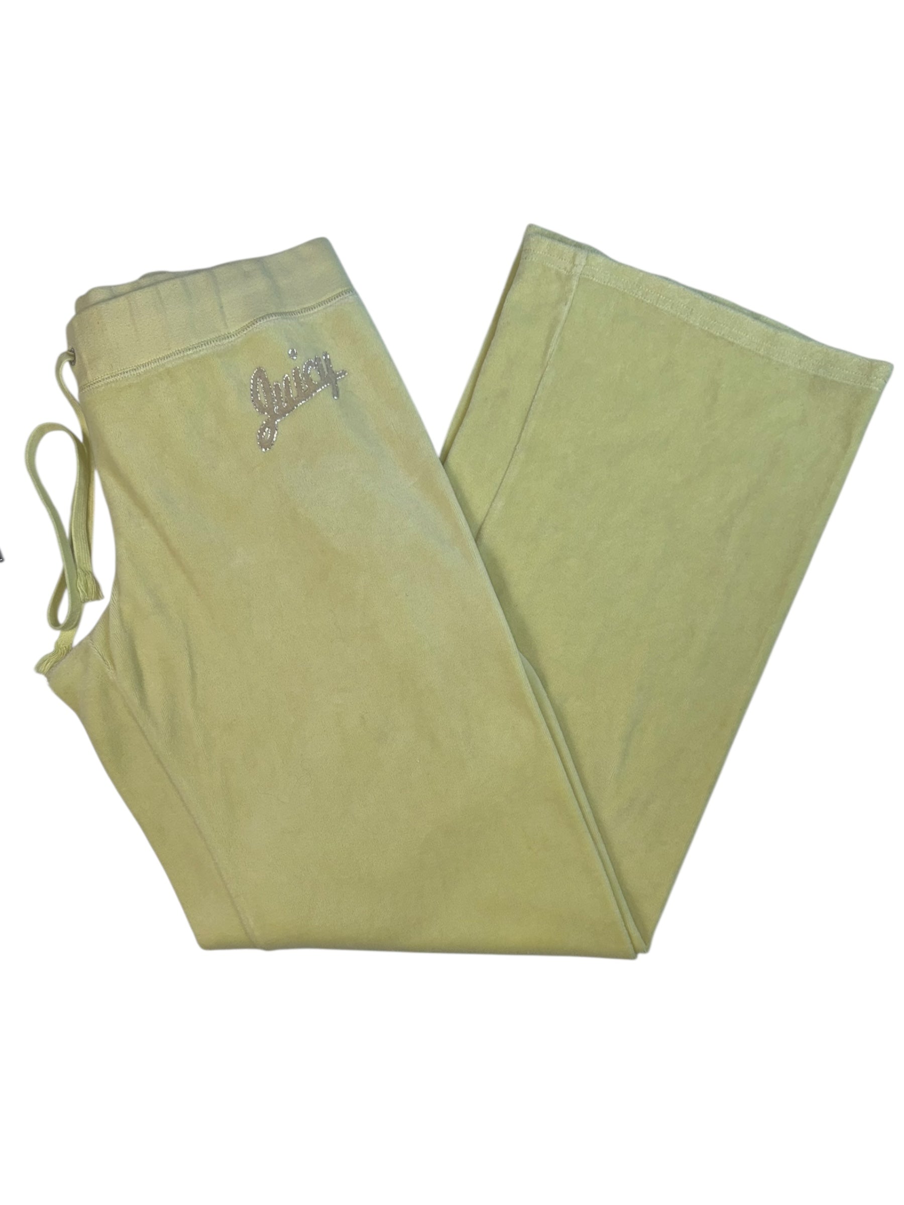 (M) Butter Yellow Printed Juicy Couture Velour pants
