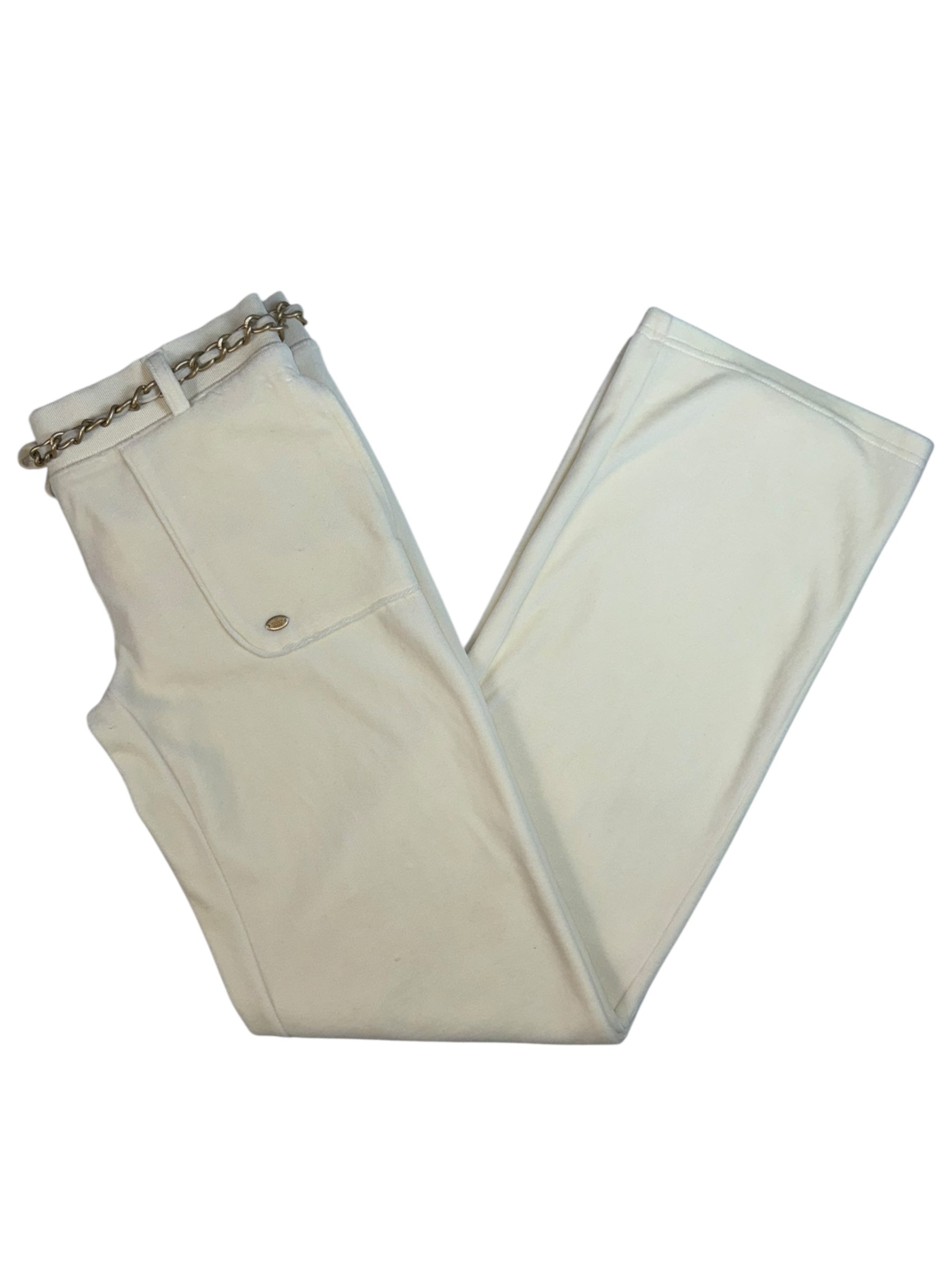 (M) Cream Chain Detail Juicy Couture Velour Pants