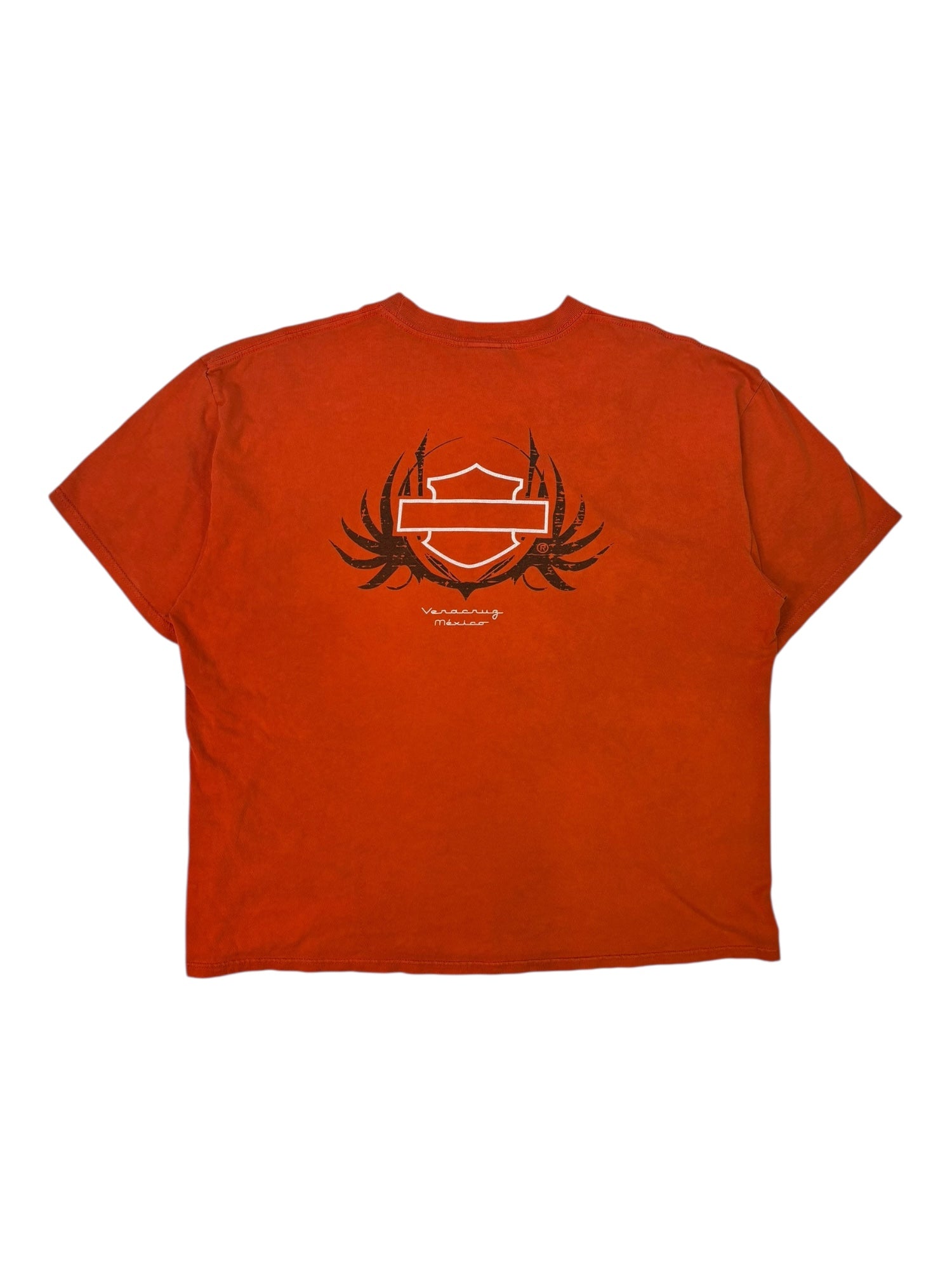 (XXL) Orange Harley Davidson Double Eagle Graphic Tee