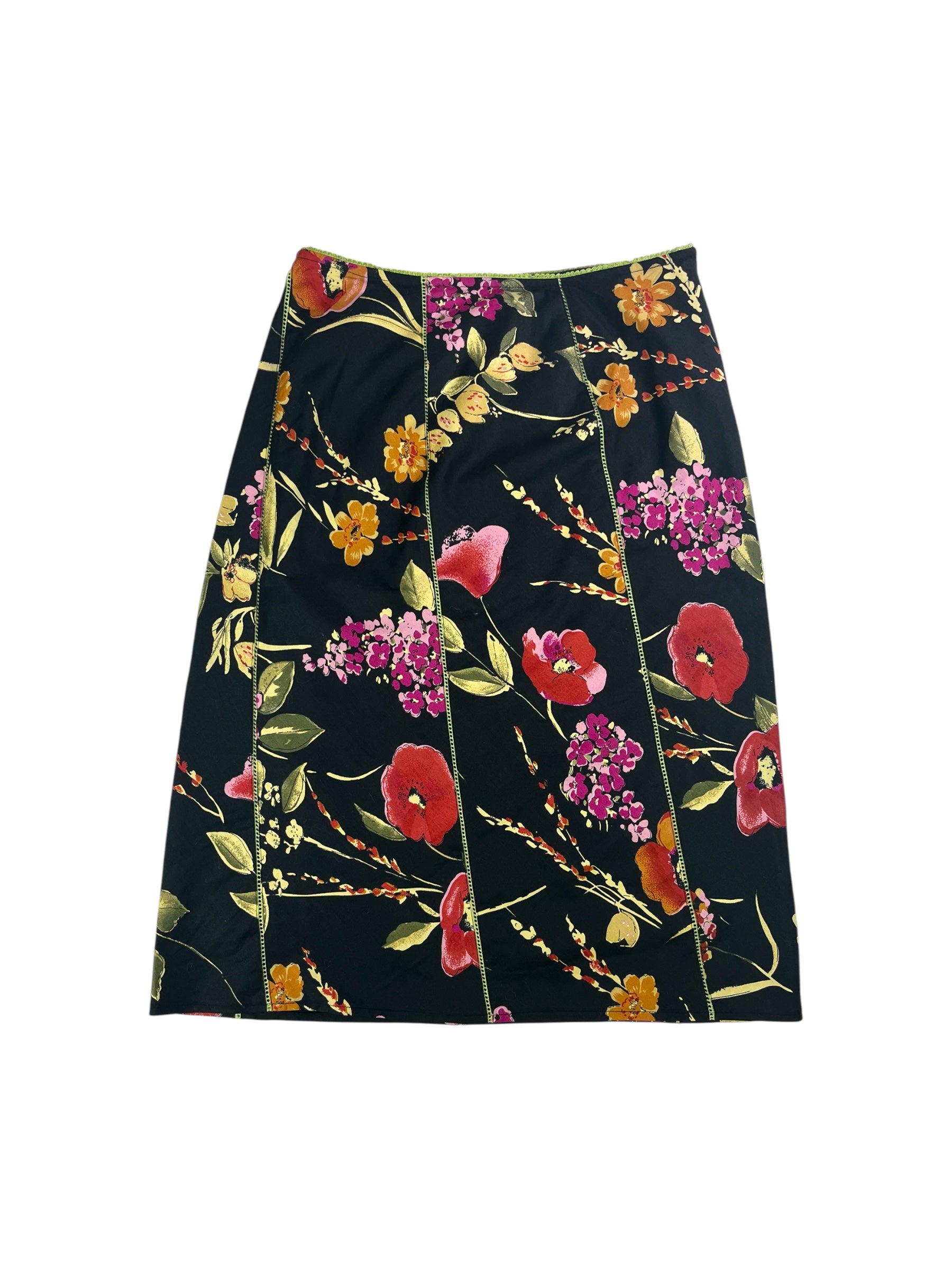 (26) Black Floral Midi Skirt